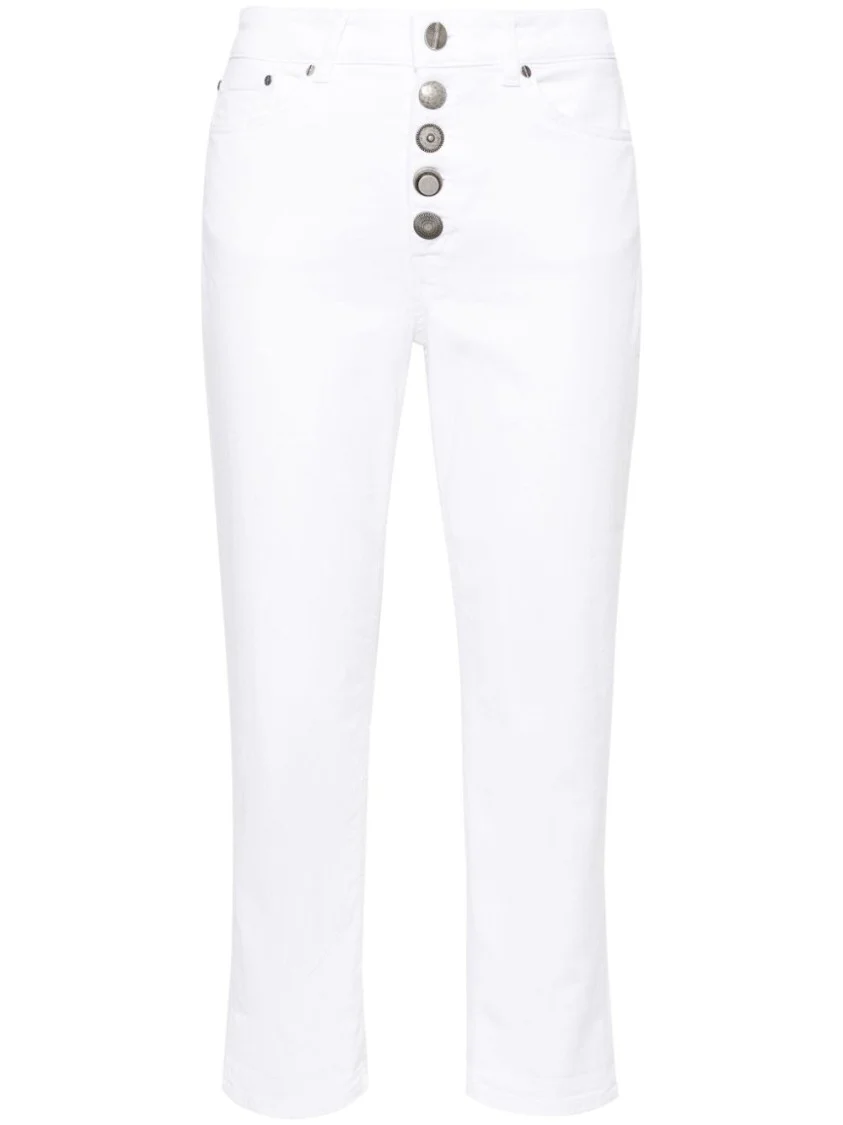 Slim-Cut White Denim Jeans With Silver Logo Accents