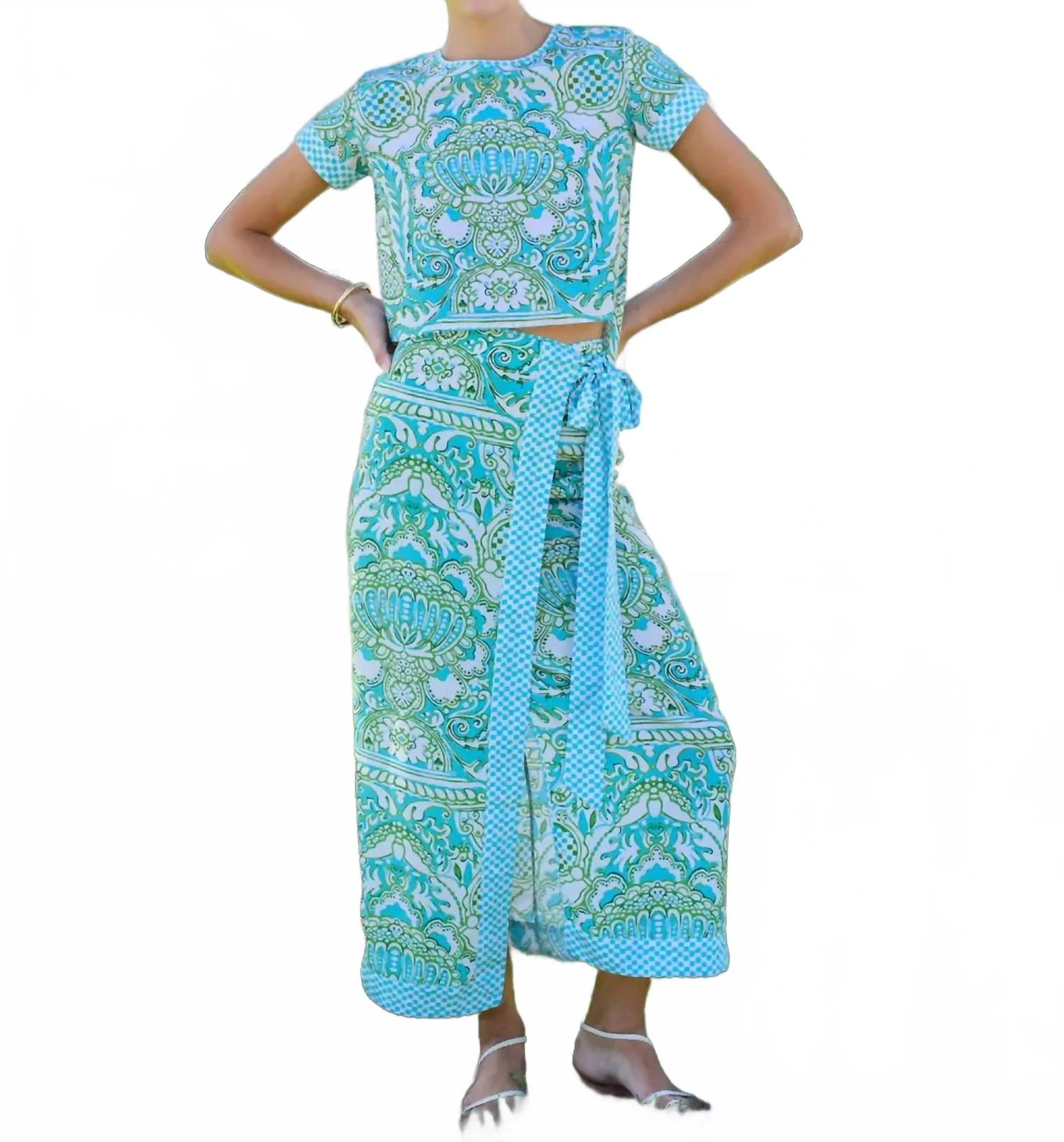 Winnifred Wrap Skirt In Damask Pool