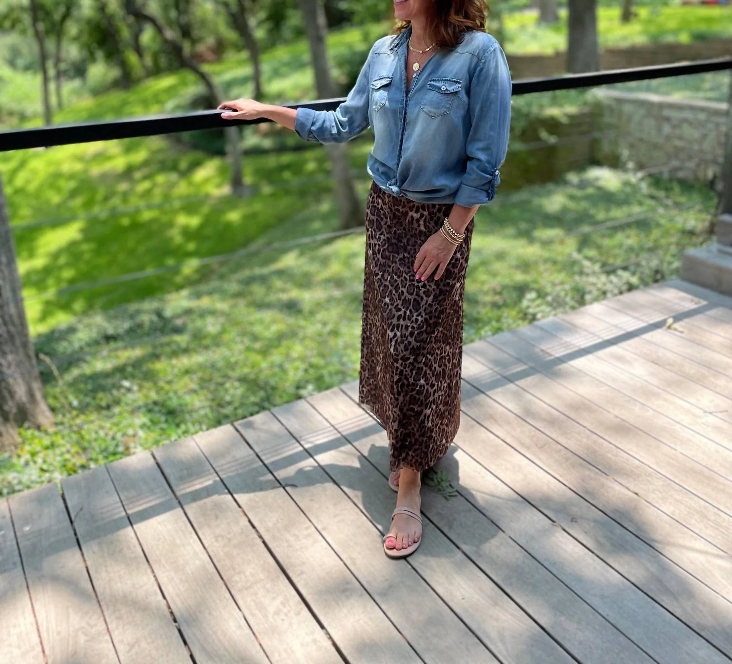 Reversible Maxi Skirt In Leopard/tiger