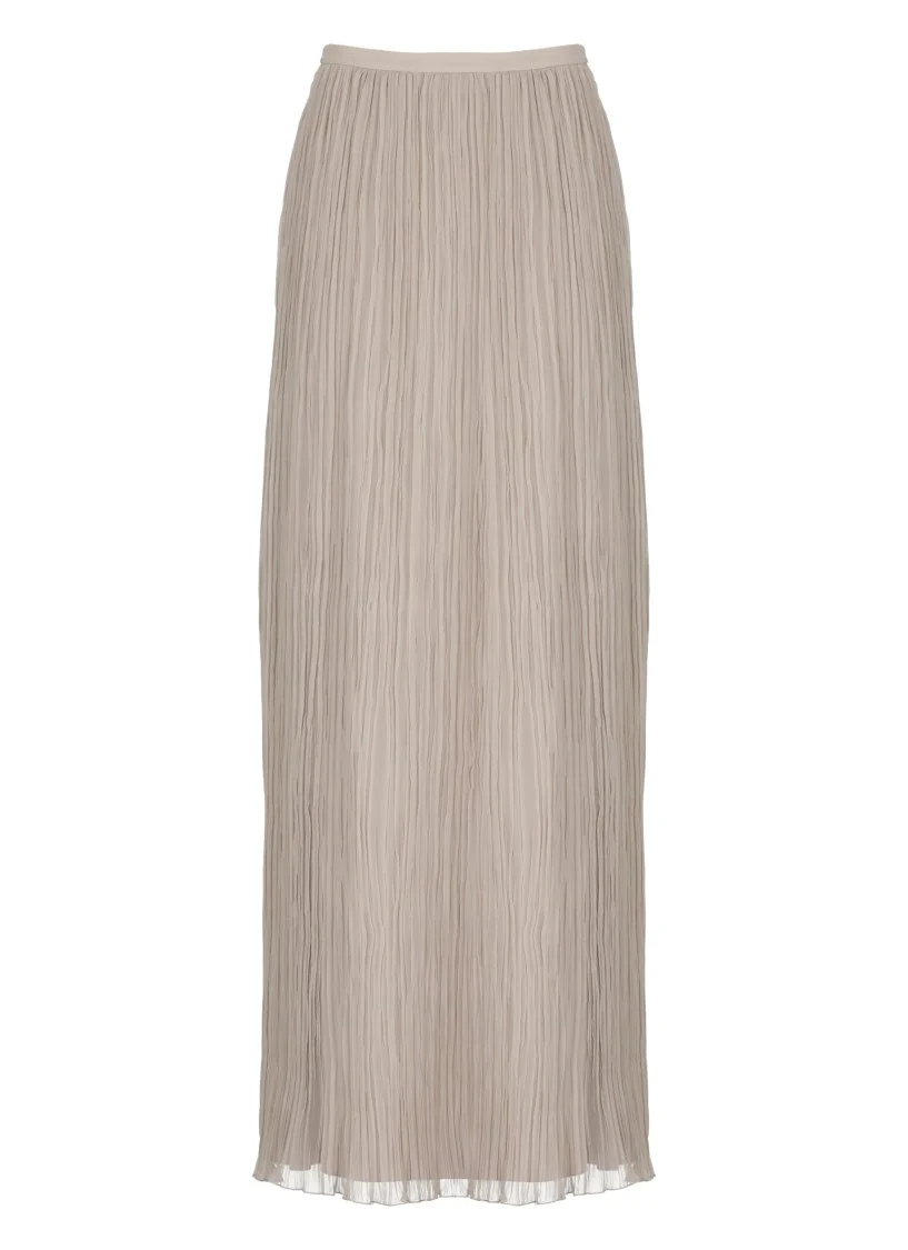 Beige Silk Maxi Skirt