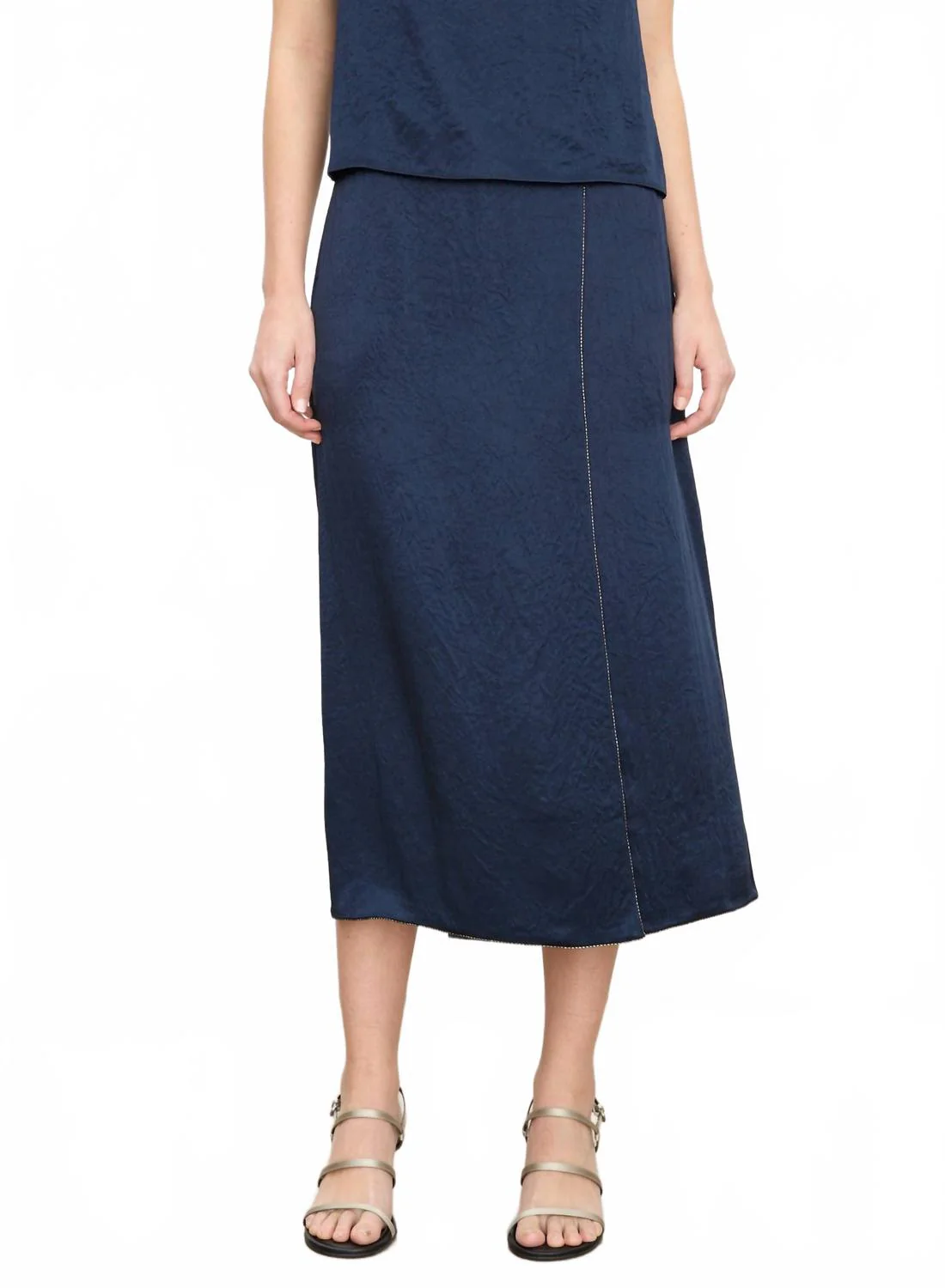 Beaded Boarder Front Slit Skirt In Coastal