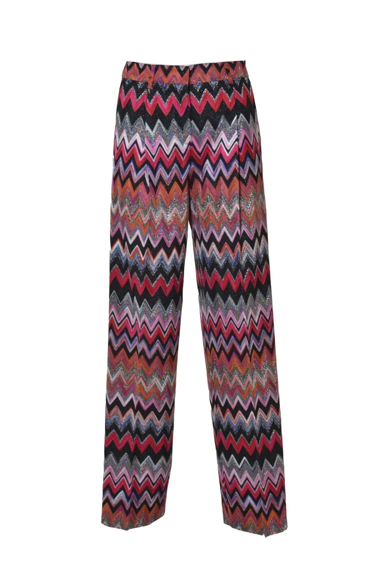 Zig Zag Pattern Lurex Knit Pants
