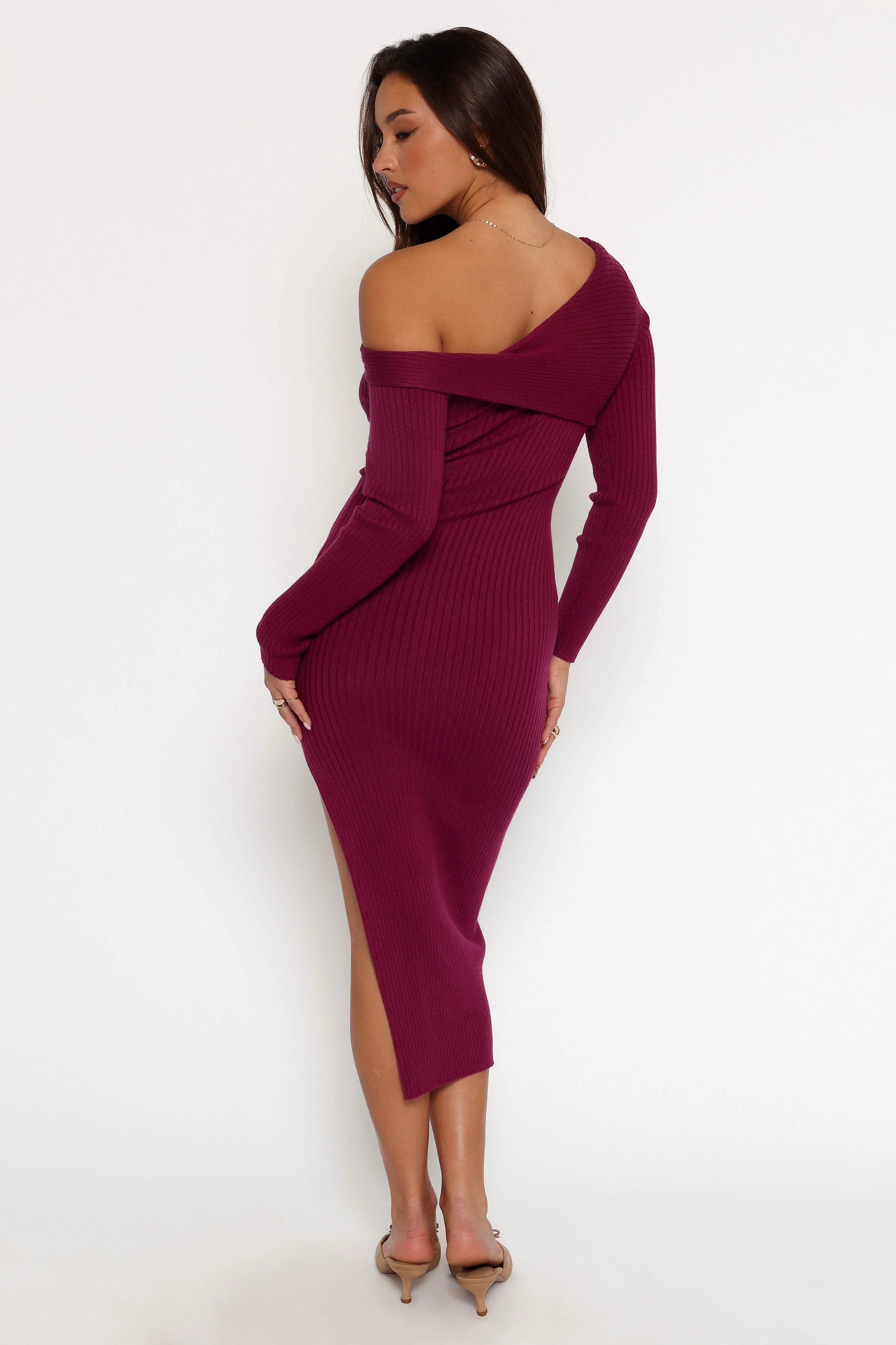 Cammie Long Sleeve Midi Dress - Fuchsia