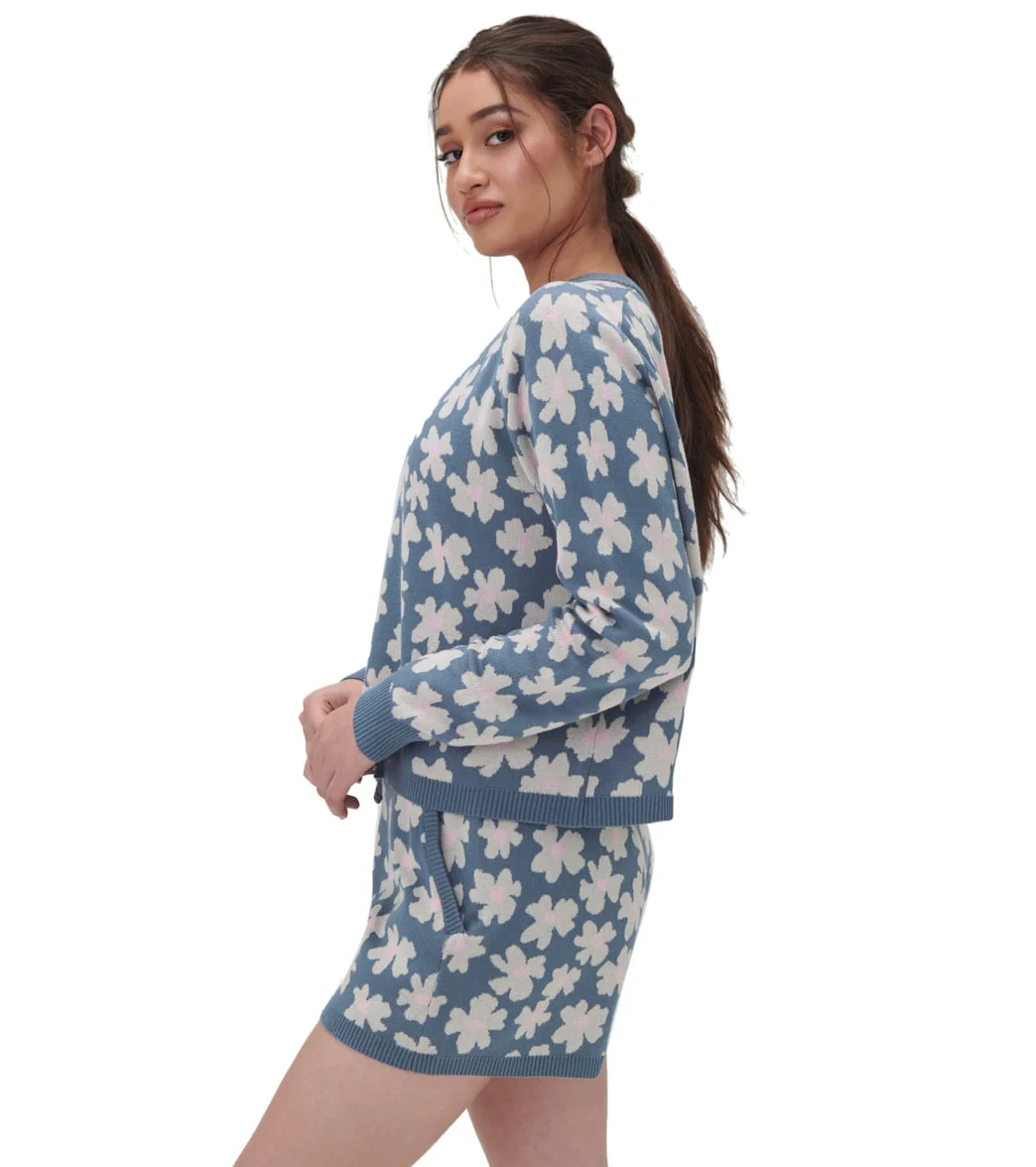 Spiritual Gangster Floral Jacquard Boxy Raglan Pullover