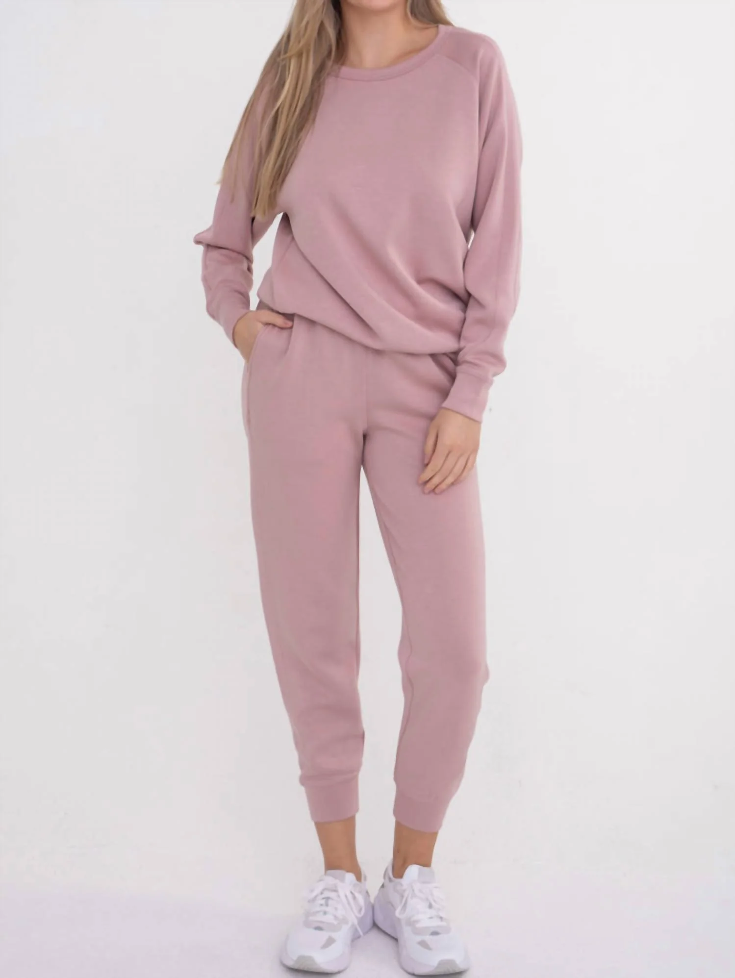 Contrast Seam Joggers In Rose