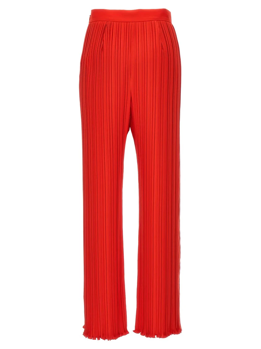 Wide-Leg Pleated Trousers With Side Zip Closure