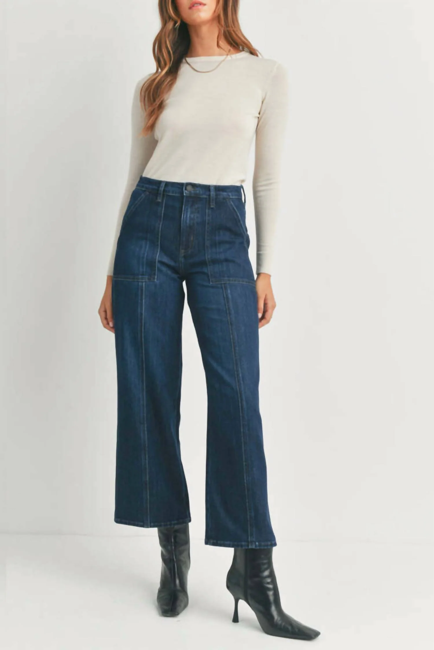 Utility Full Length Jeans In Dark Denim