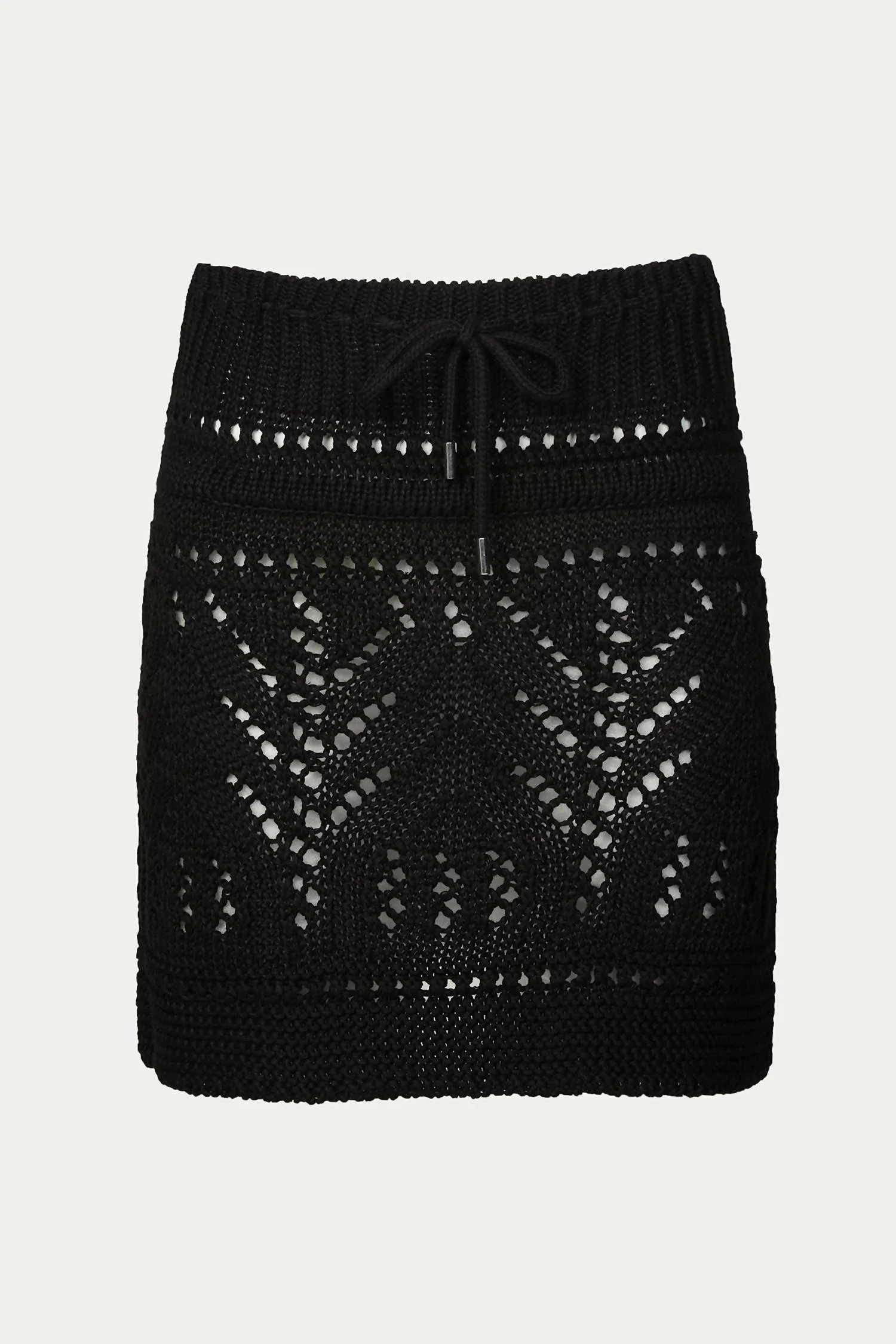 Crochet Knit Mini Skirt In Black