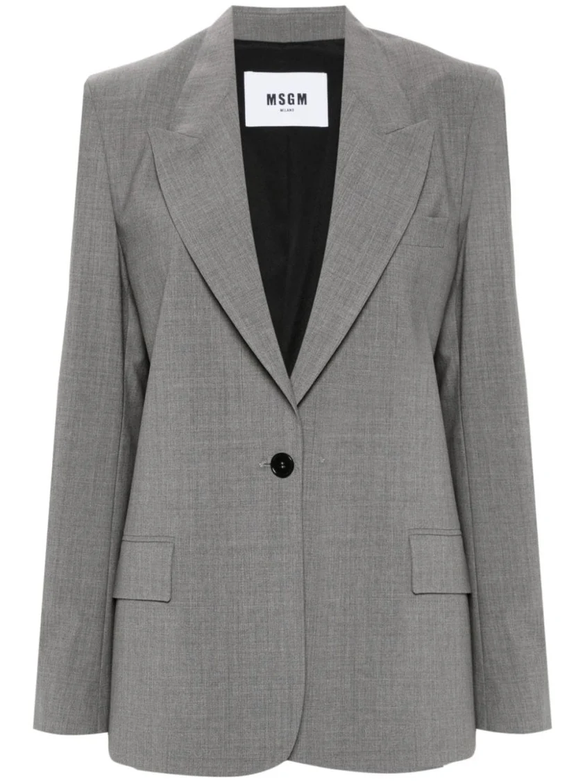 Medium Grey Classic Jacket With Button