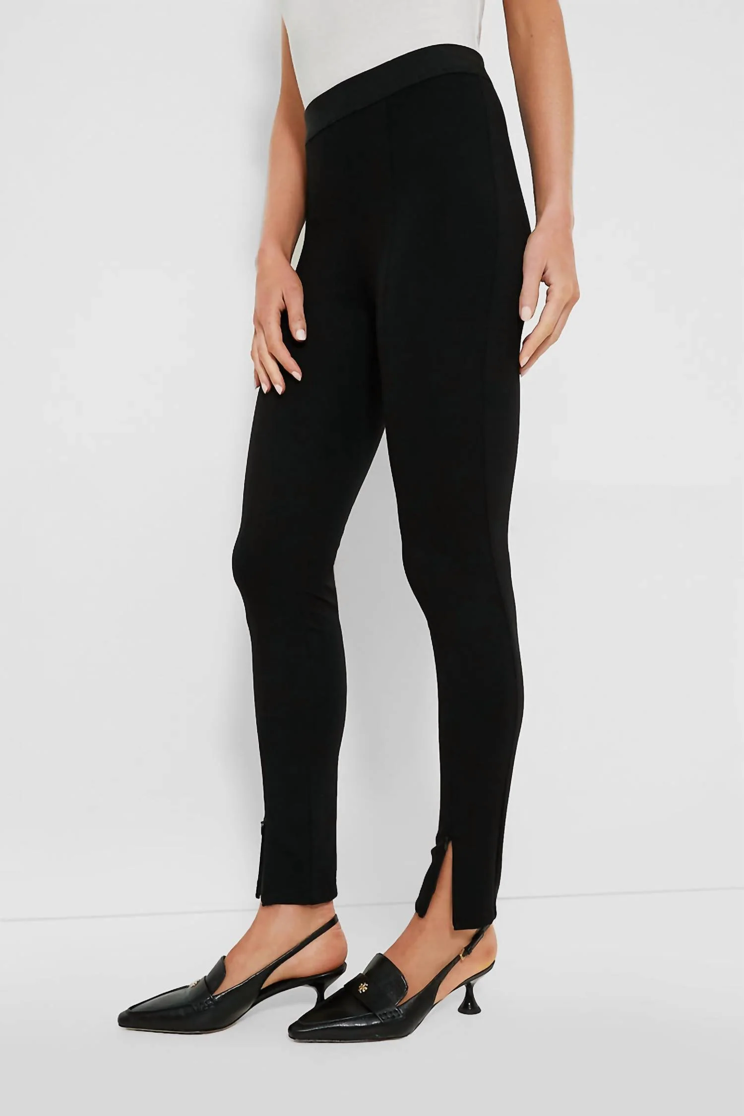 Zip Layering Pant In Black Ponte