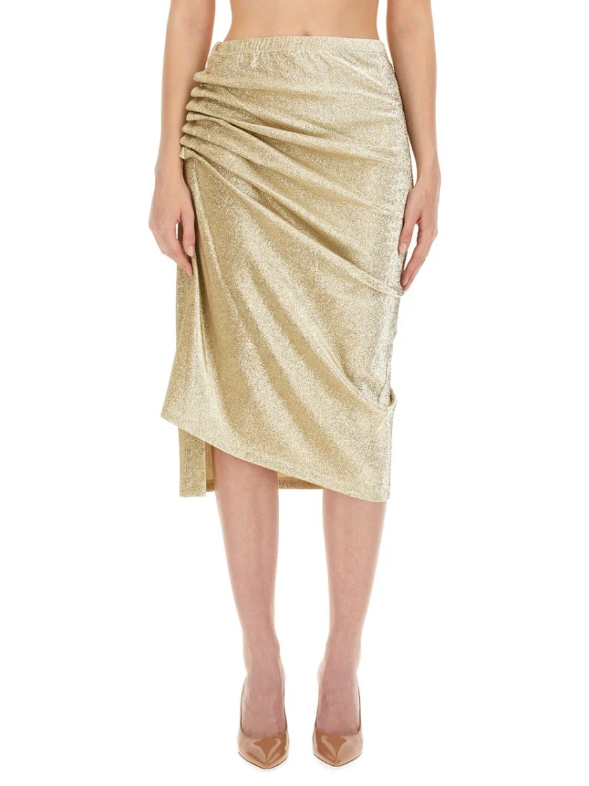 Draped Midi Skirt With Side Slit