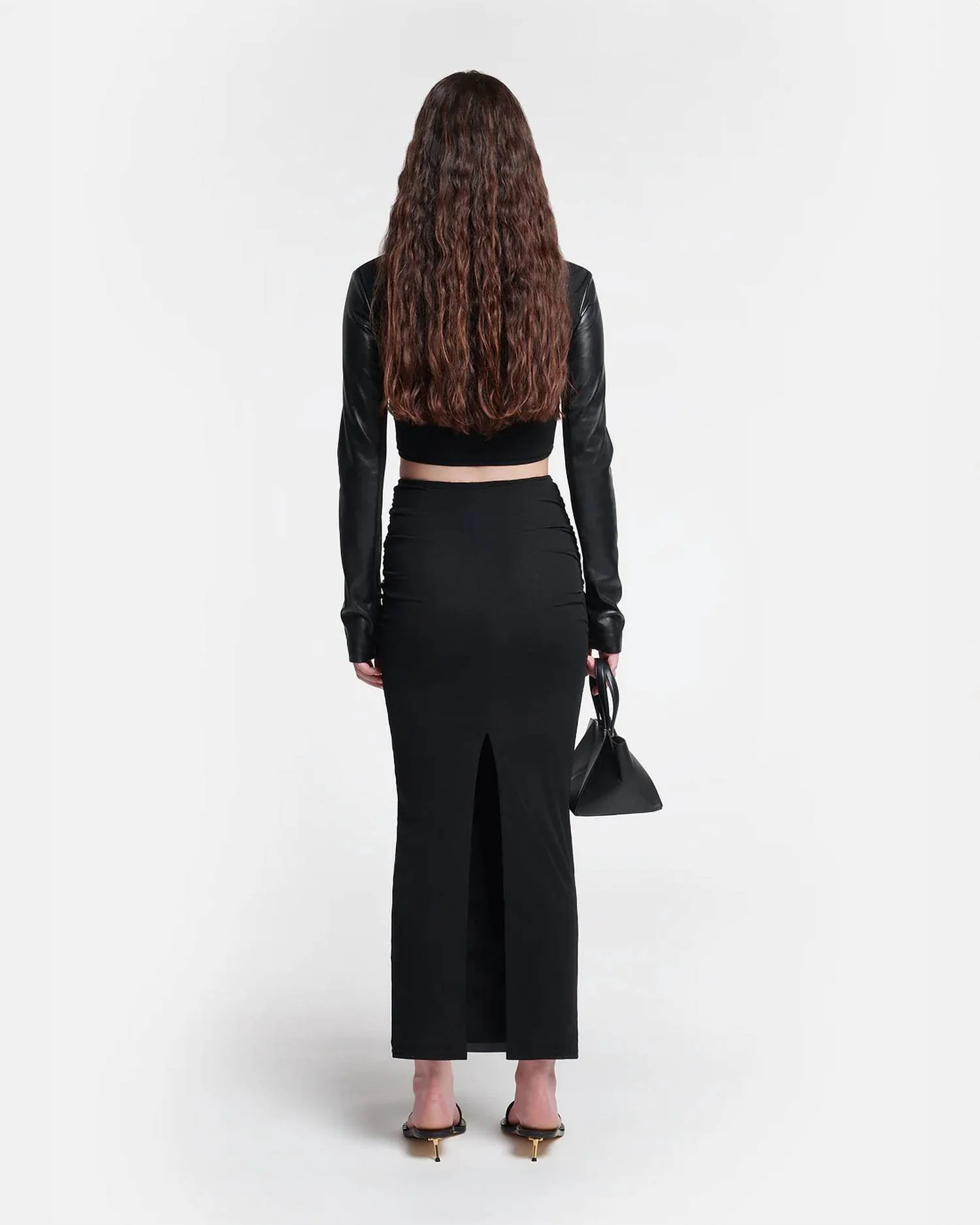 Hester Leather Midi Skirt In Black