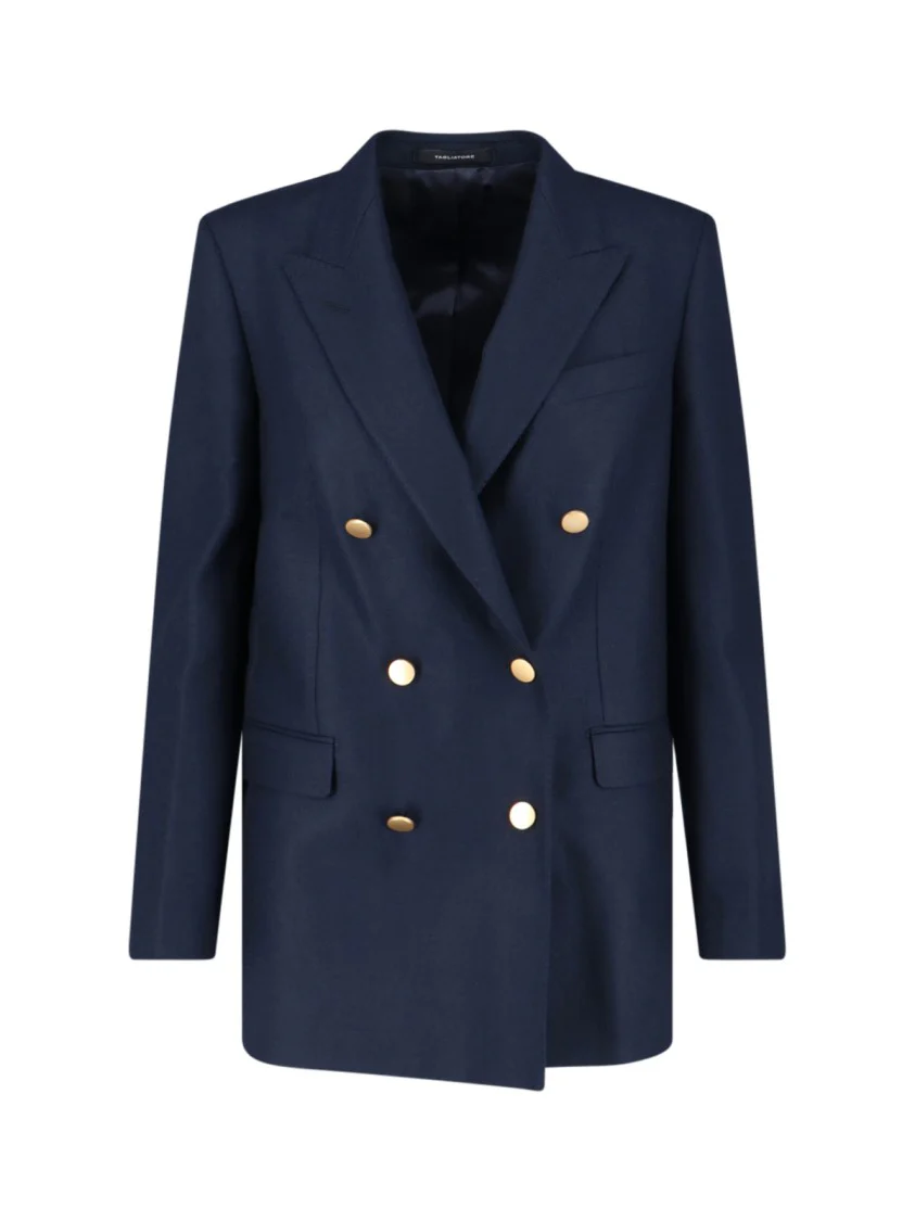 Tailored Double-Breasted Jacket With Gold Buttons