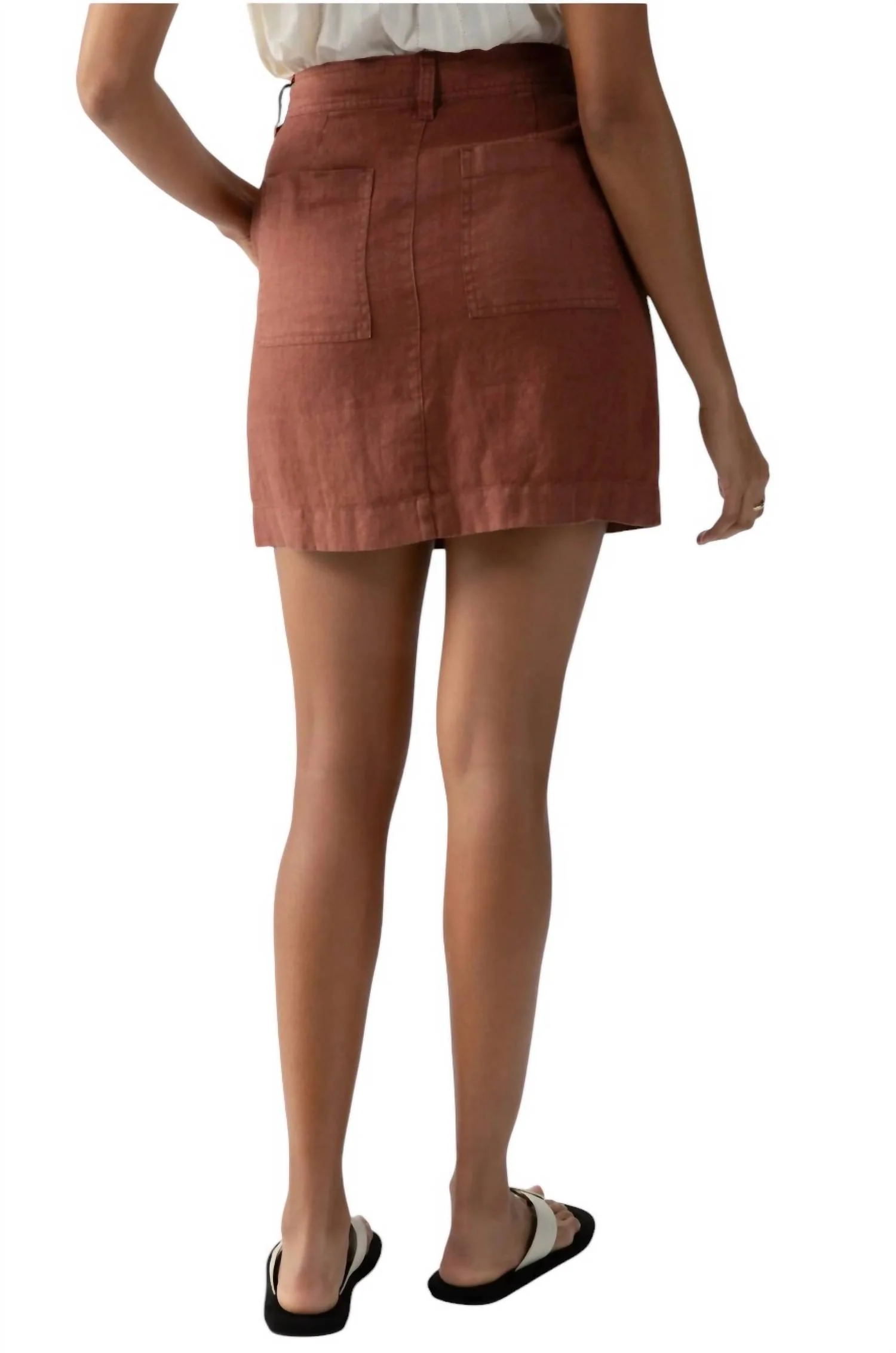 Surplus Patch Pocket Linen Mini Skirt In Clay