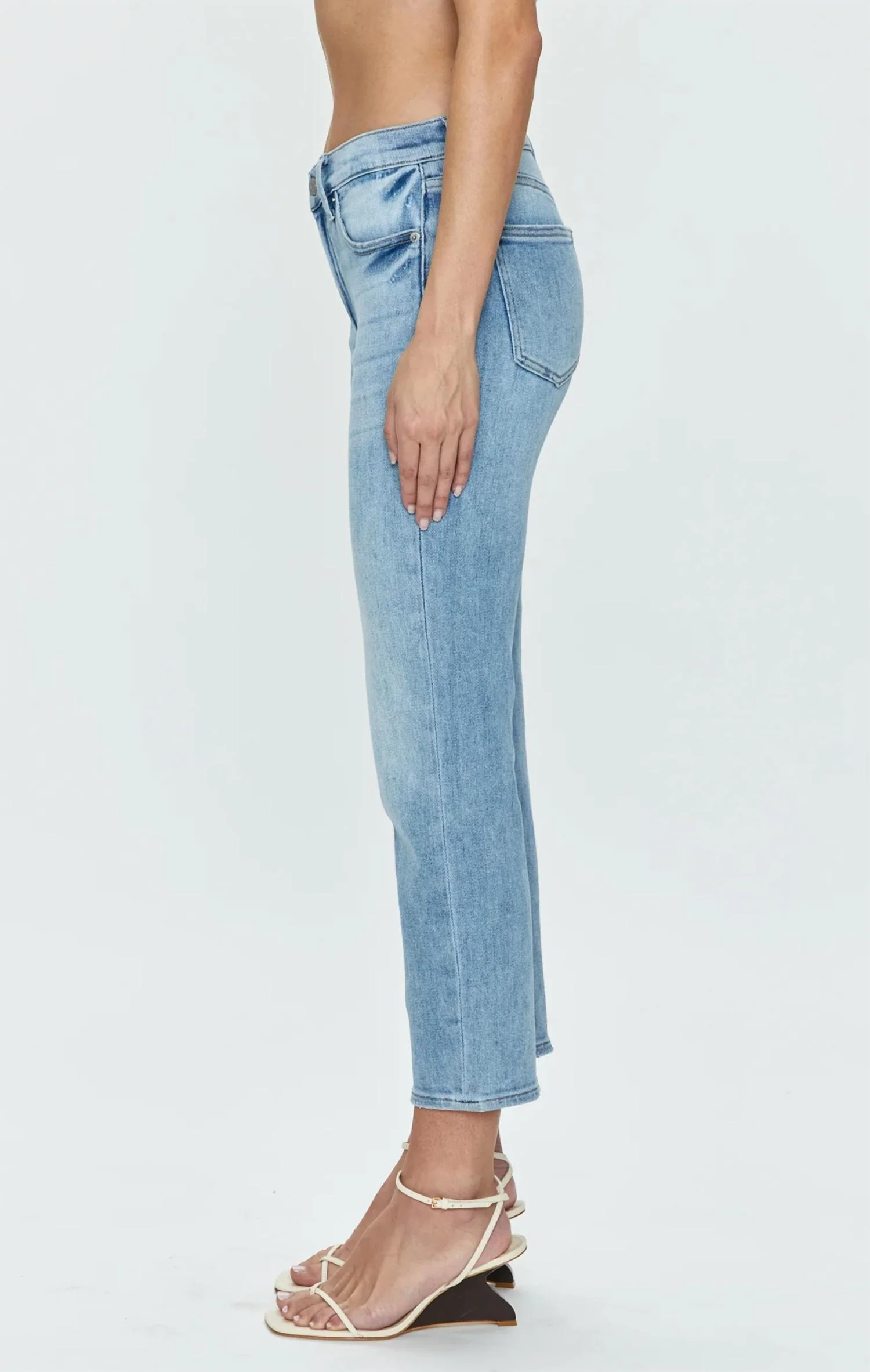 Monroe Crop High Rise Cigarette Jeans In Sea Air