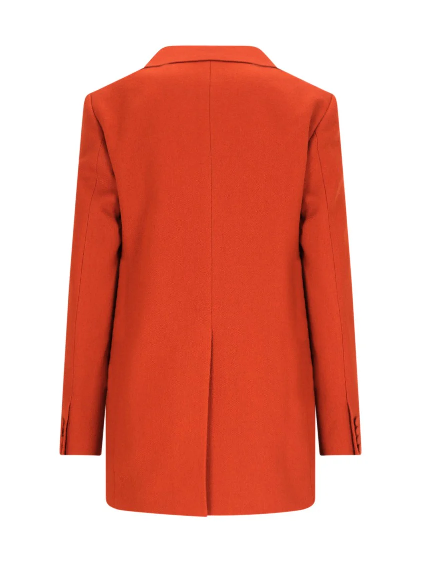 Single-Breasted Blazer In Orange Wool
