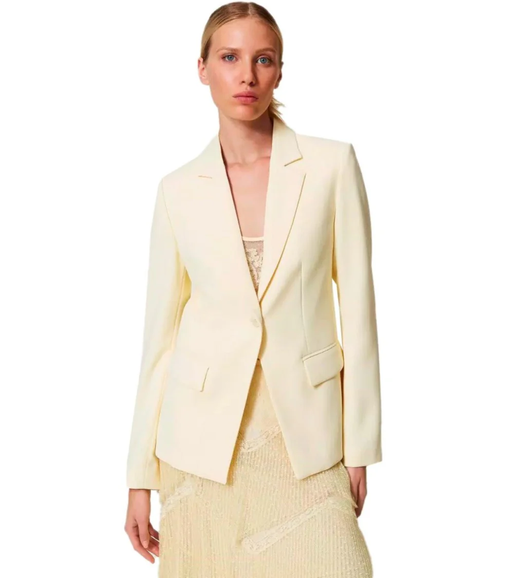 Vanille Crepe Single Breasted Blazer