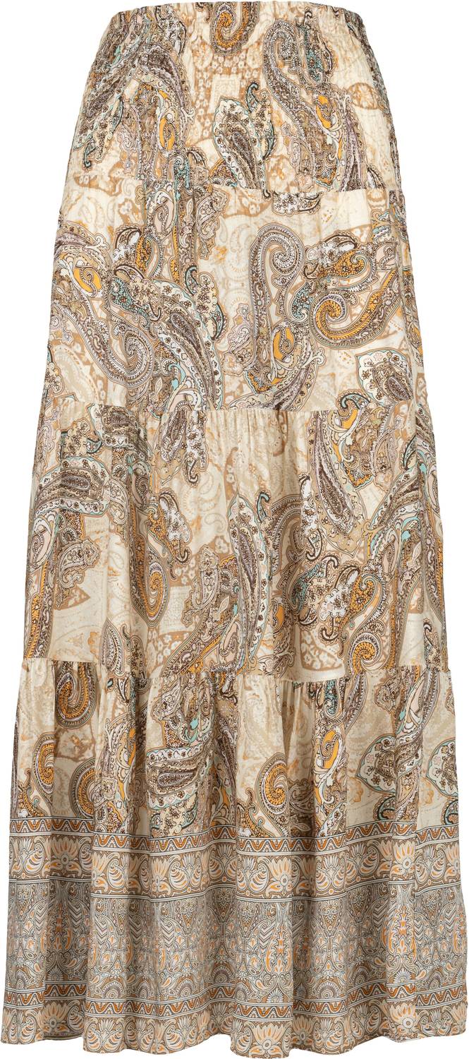 Women's Long Vintage Patterned Skirt In Beige Combo