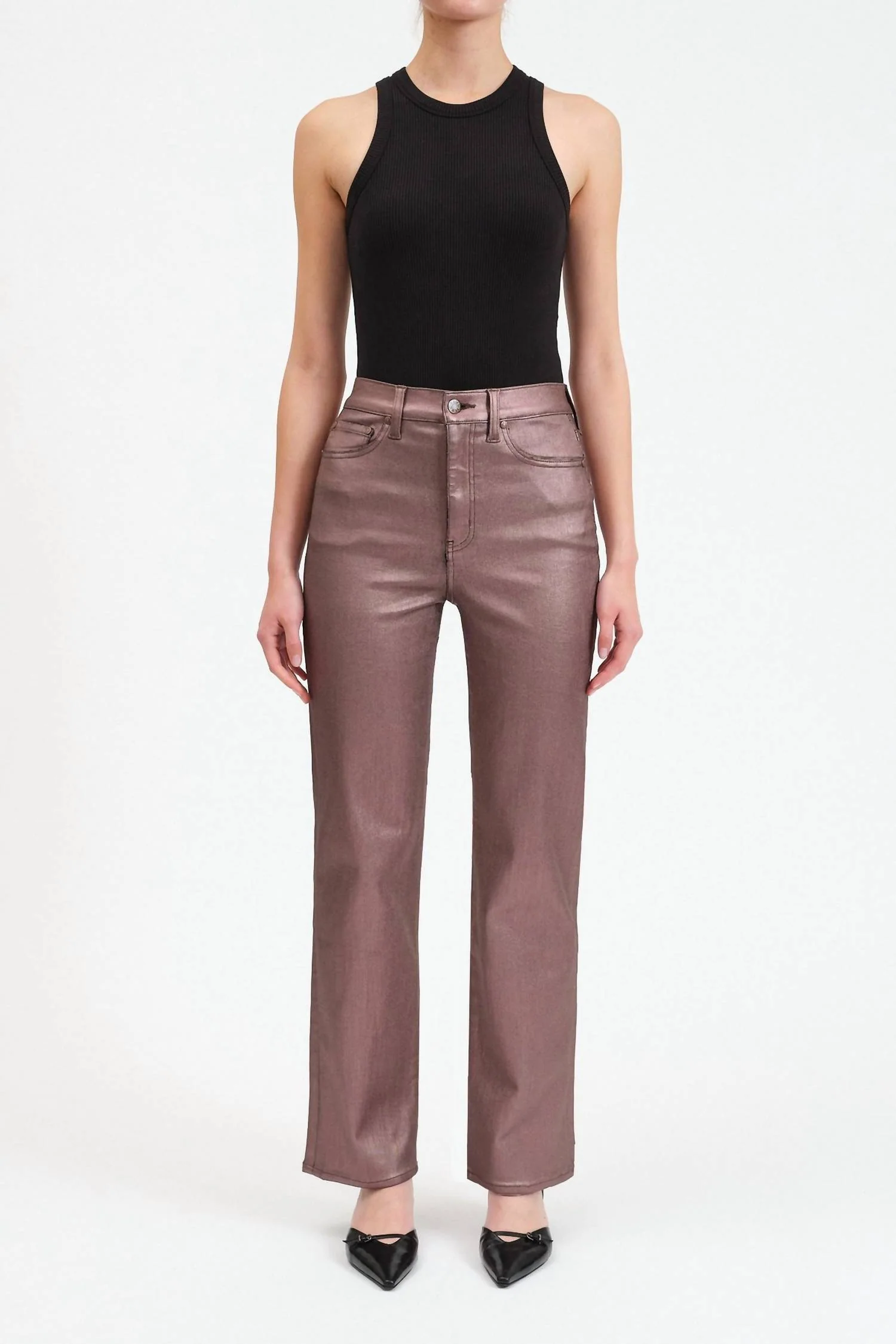 Sundaze Highrise Vintage Straight Pants In Coated Penny