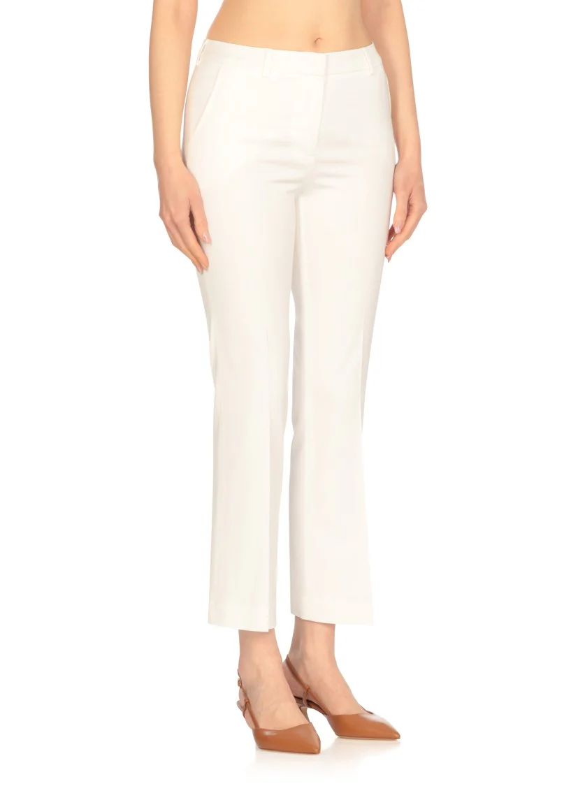 White Viscose Pants With Tailored Design