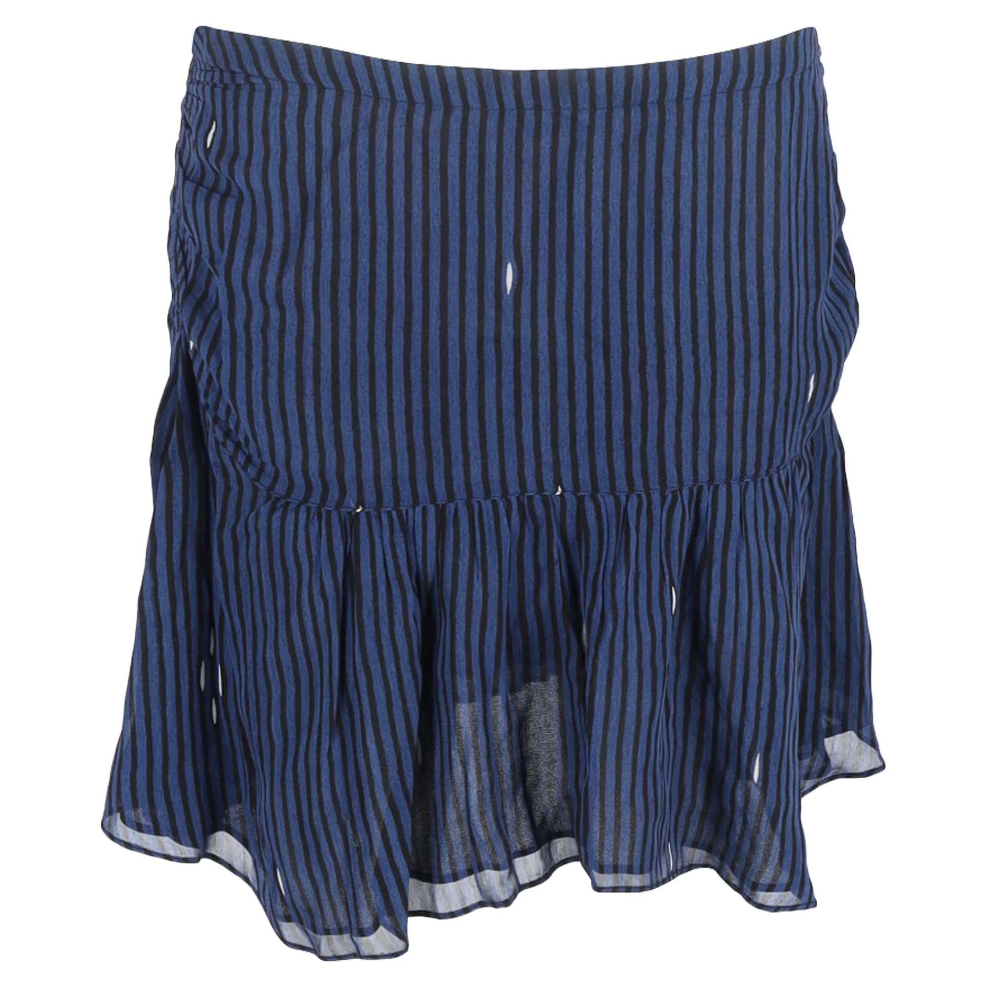Etoile Isabel Marant Stripe Mini Ruffled Skirt in Navy Blue Viscose