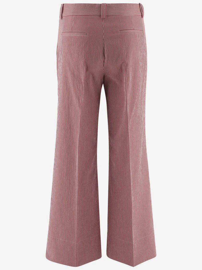 Cotton Blend Pants With Striped Pattern