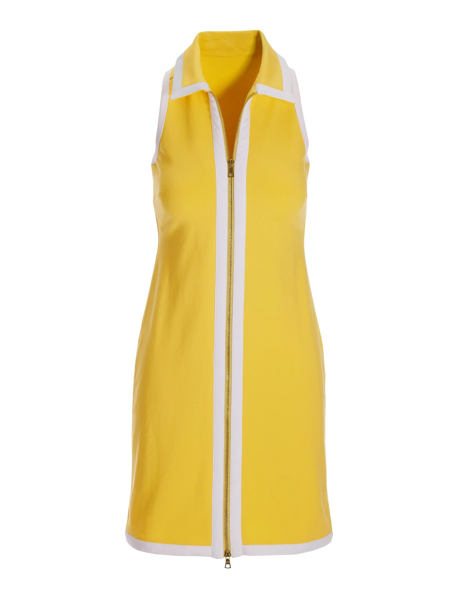 Collared Zip Color Block French Terry Dress Lemon Zest