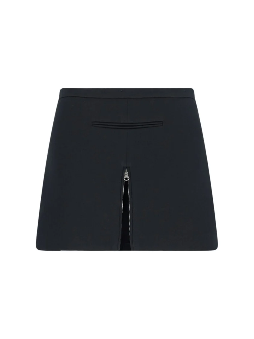 Zip Mini Skirt In Black Fabric