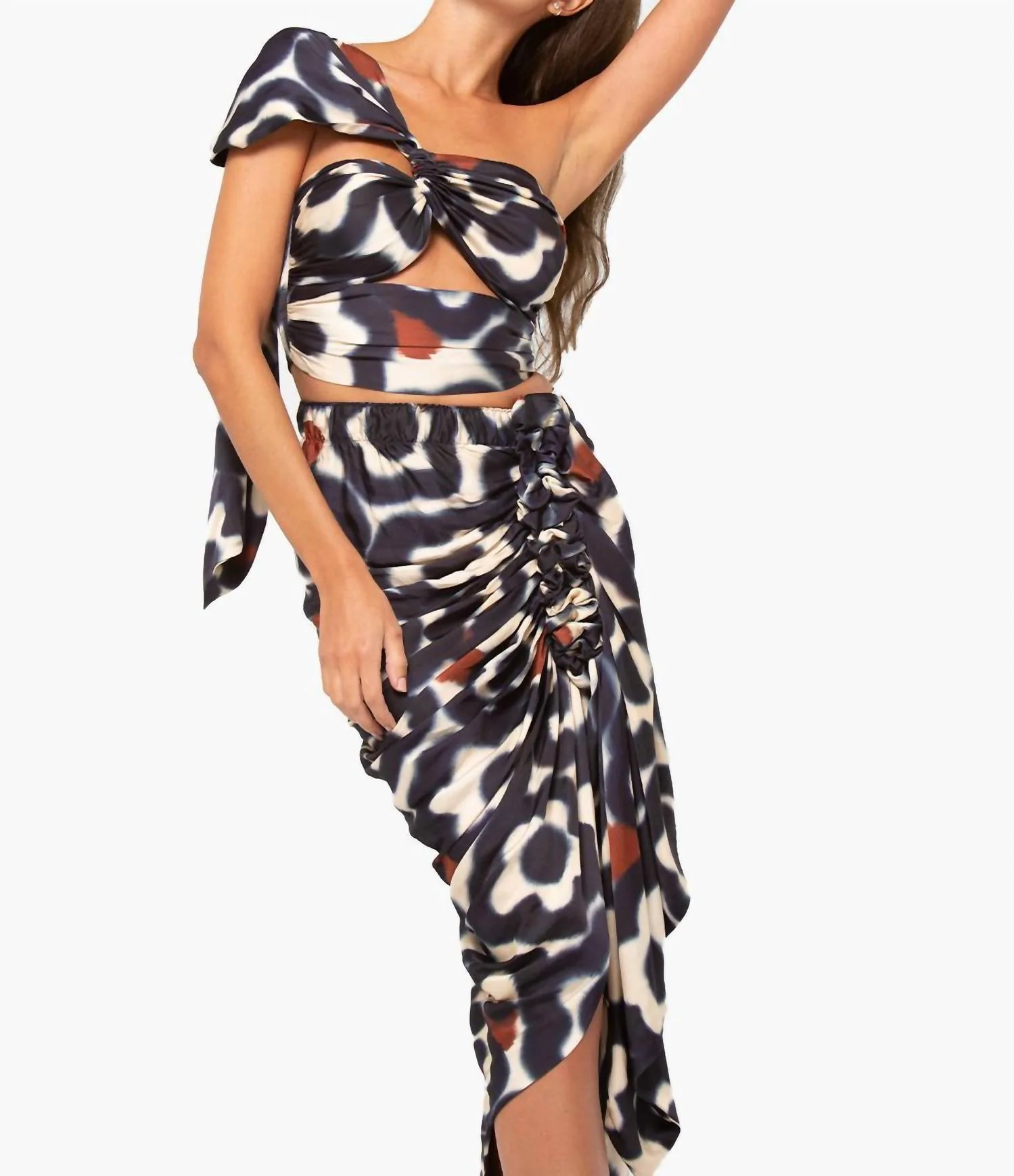 Tulum Midi Skirt In Navy Floral