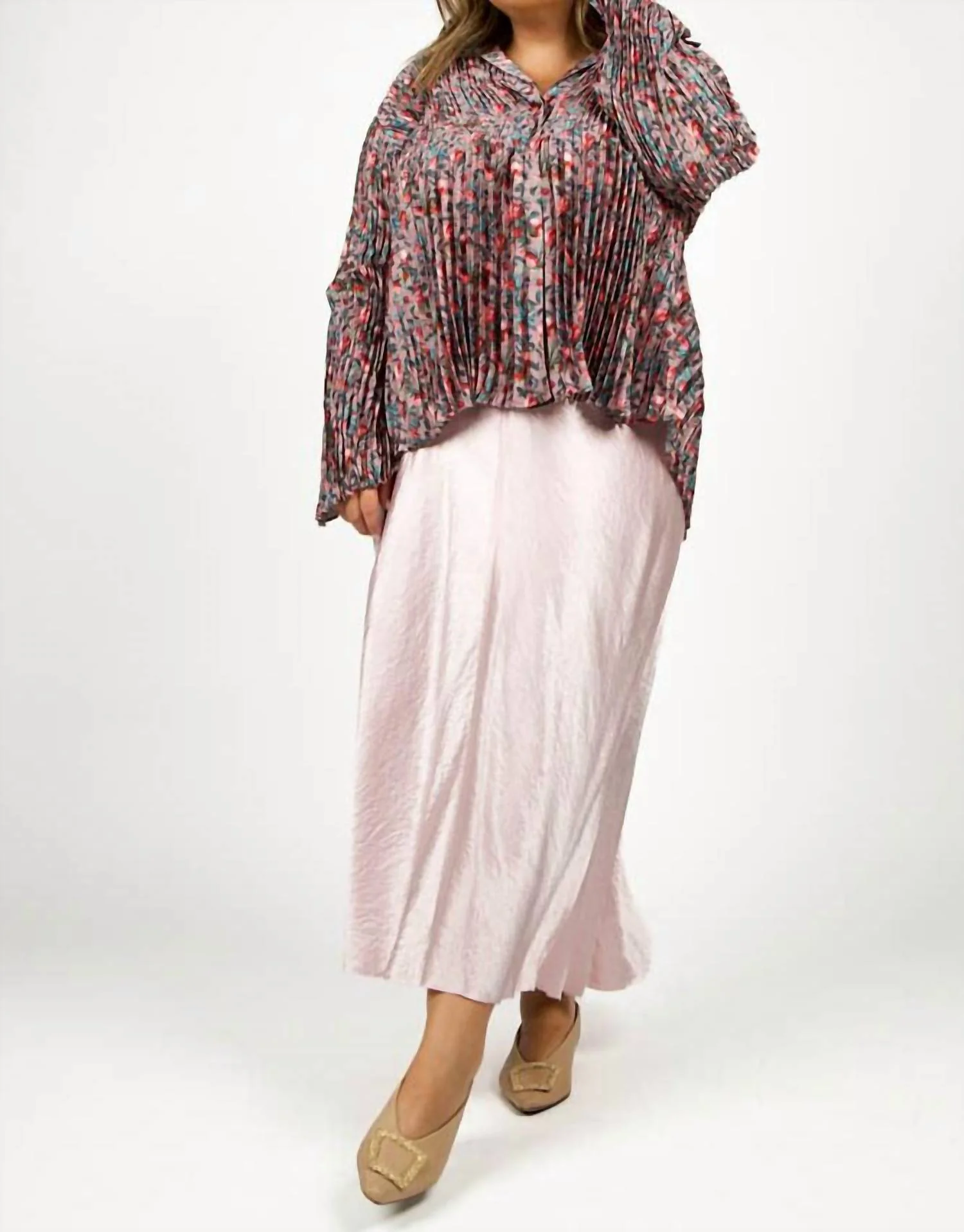 Raw Edge Paneled Slip Skirt In Roselle