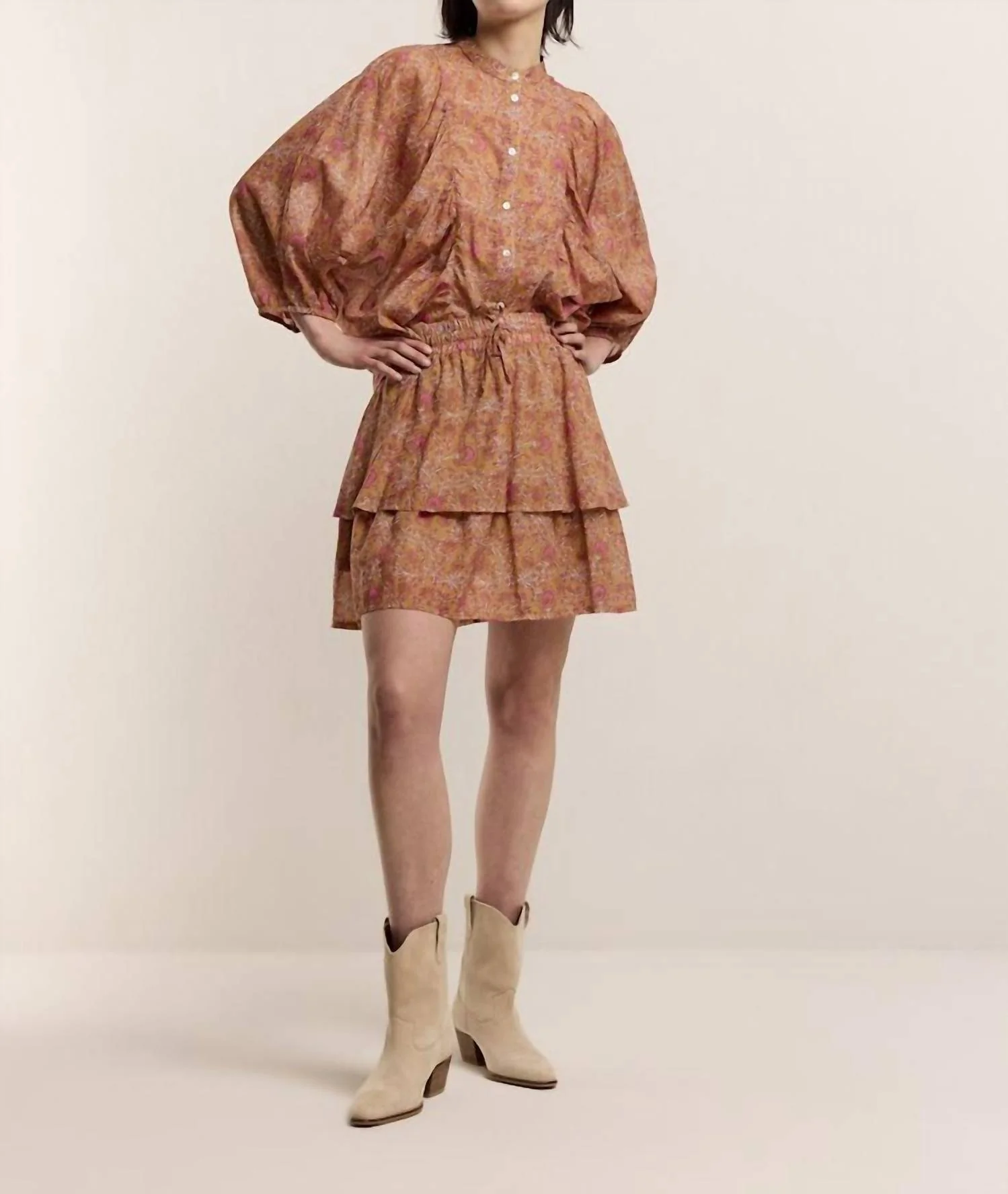 Petit Fleur Skirt In Soft Camel