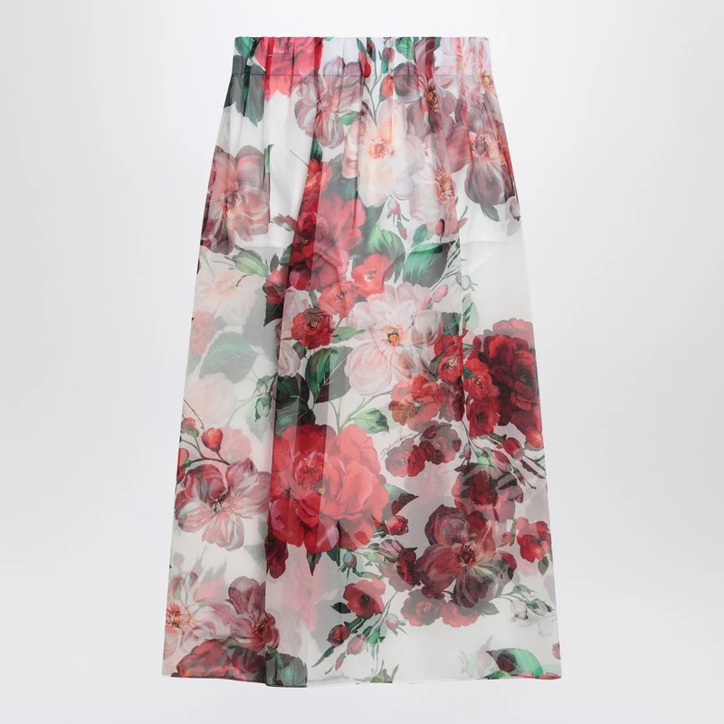 Dolce&Gabbana Chiffon Silk Skirt With Rose Print