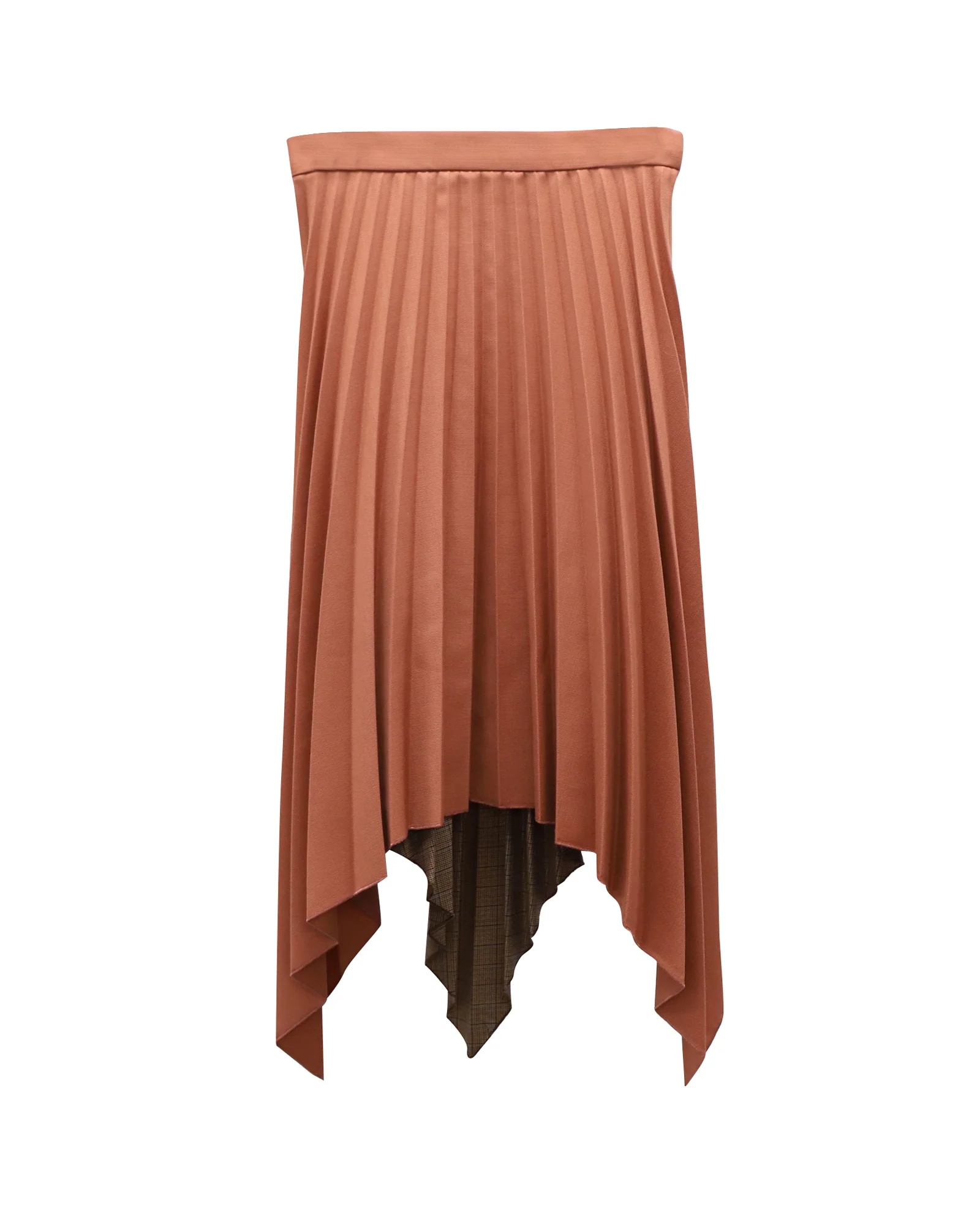 Acne Studios Electric-Pleated Asymmetrical Midi Skirt in Orange Wool Blend
