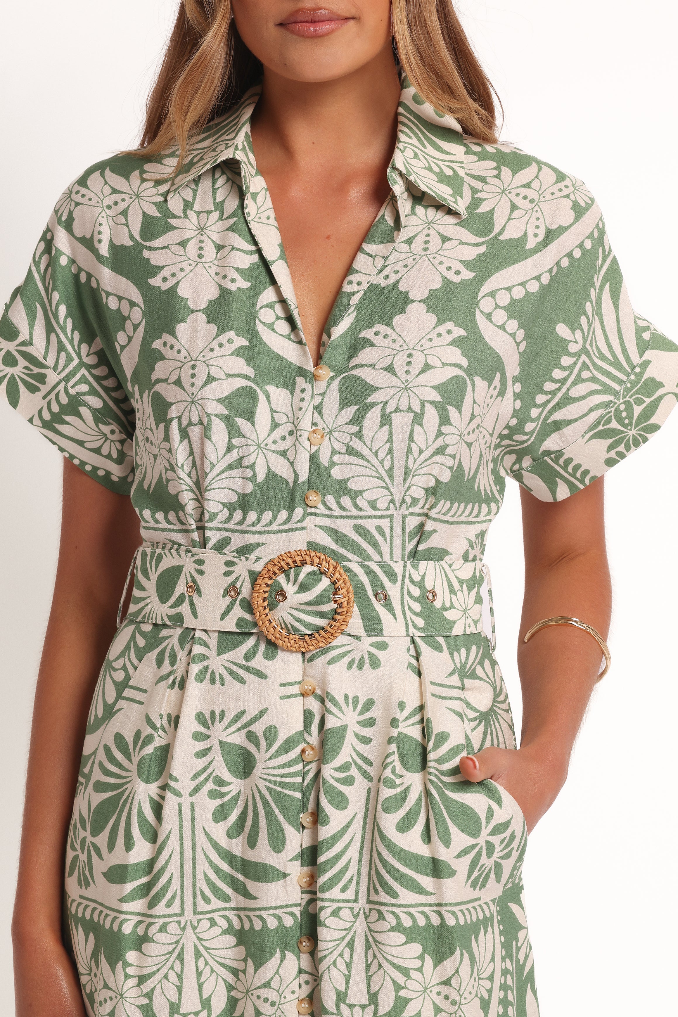 Preston Midi Dress - Green Floral