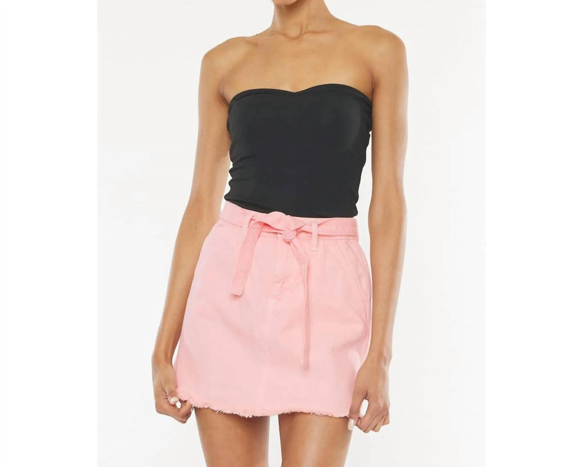 Mid Rise A-Line Mini Skirt In Pink