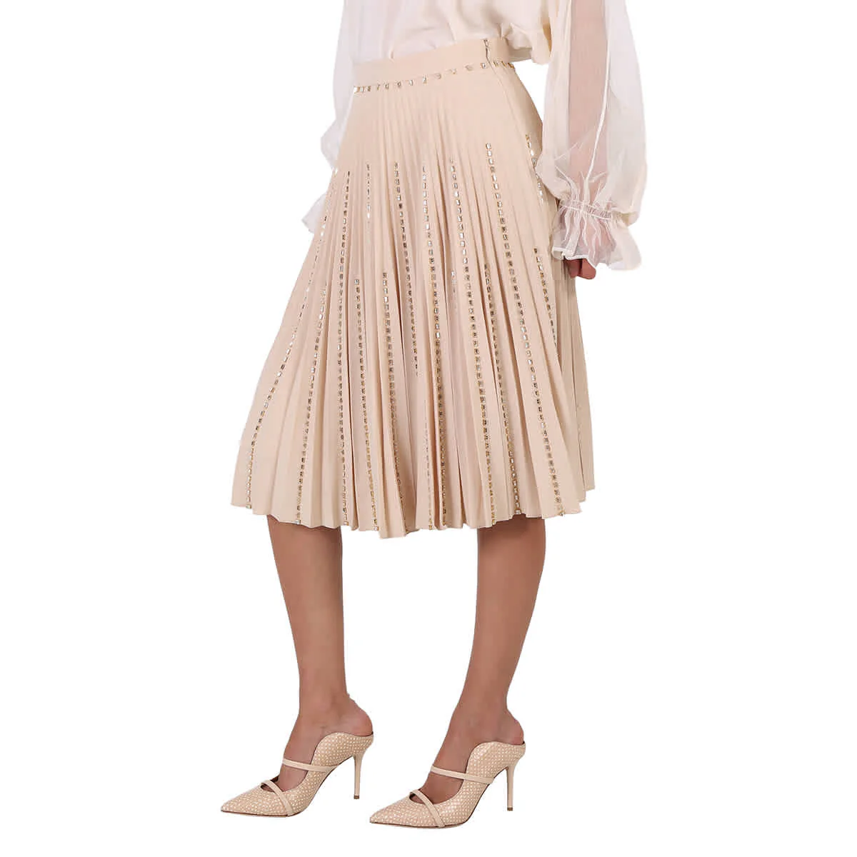 Burberry Plisse Soleil Crystal Detail Stretch Cady Skirt
