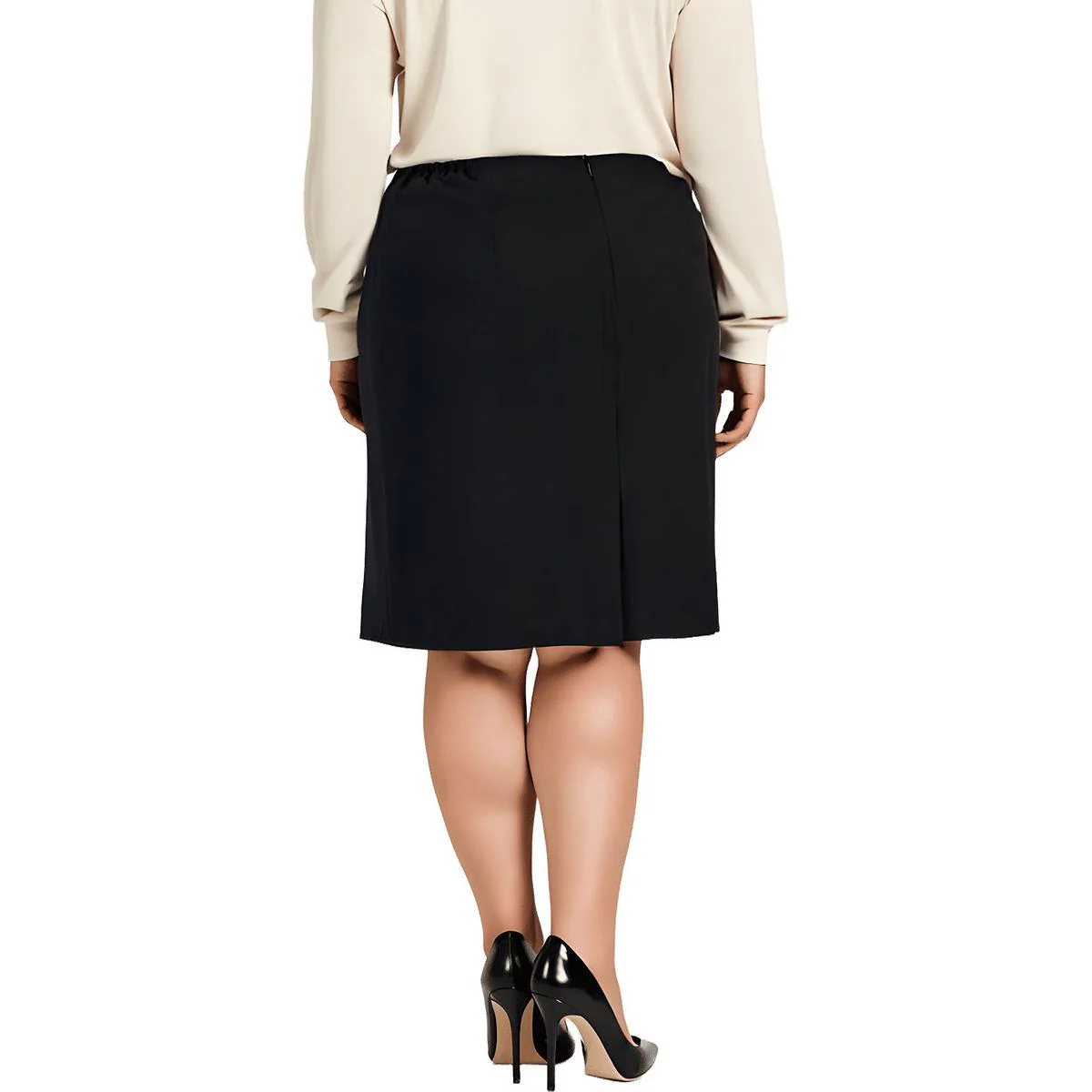 Plus Womens Embellished Crepe Pencil Skirt