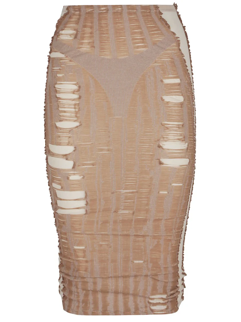 Seamless Nude Effect Knitted Midi Skirt