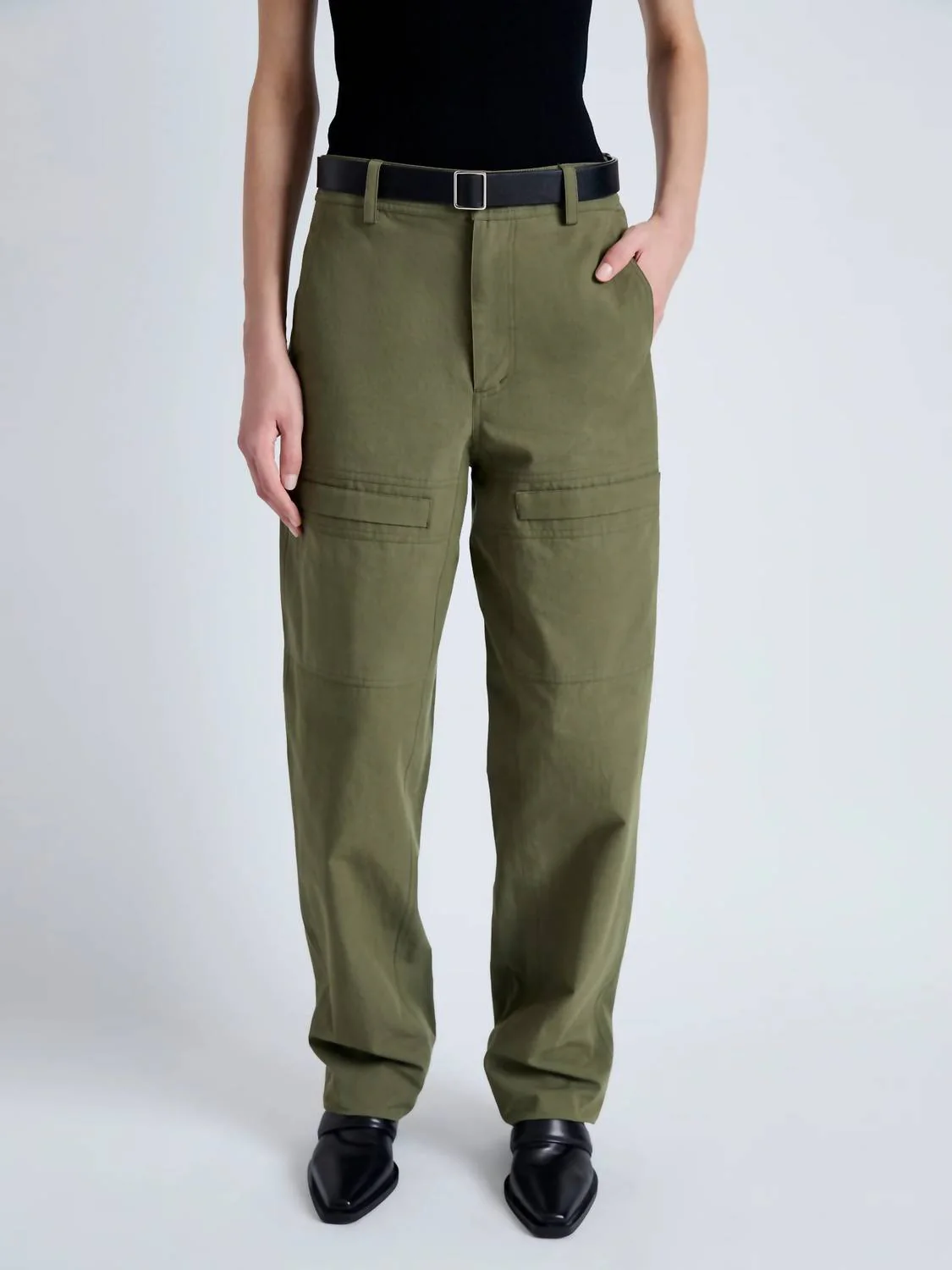 Sydnor Pants In Rumpled Cotton In Dark Olive