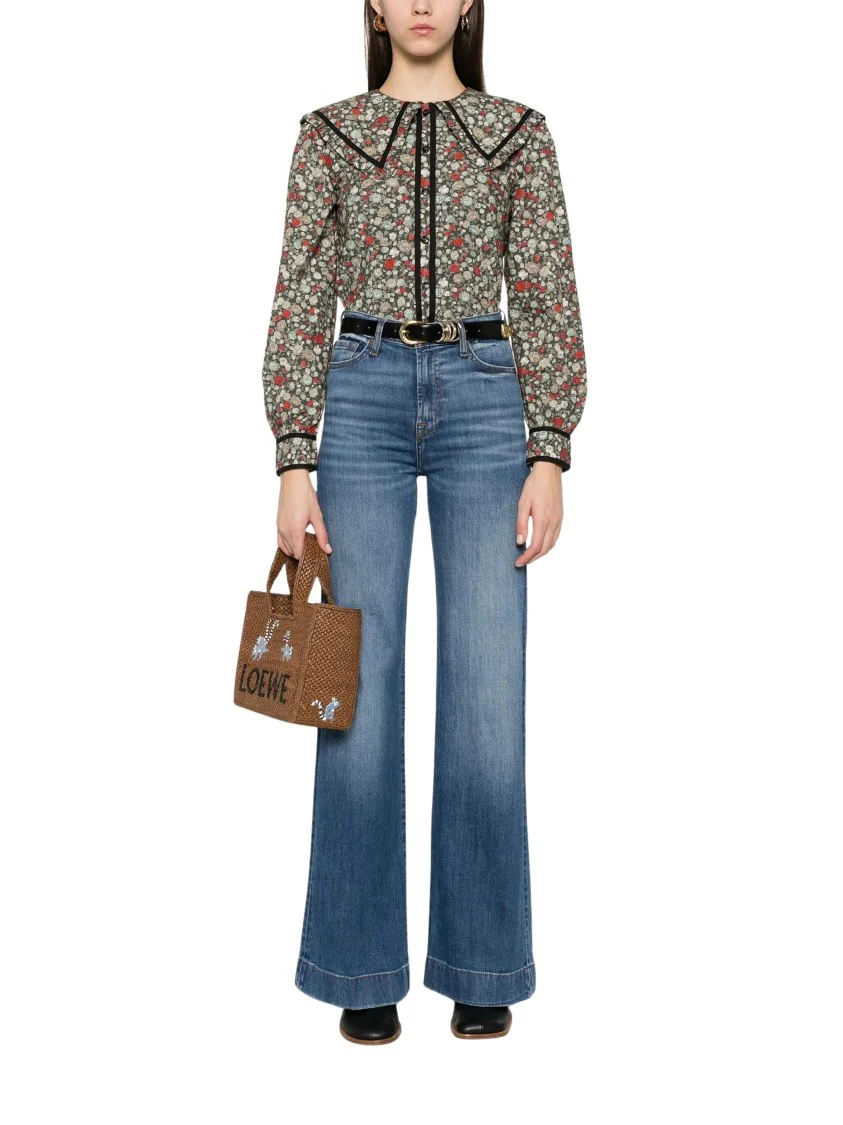 Wide-Leg High-Waist Jeans With Vintage Fading
