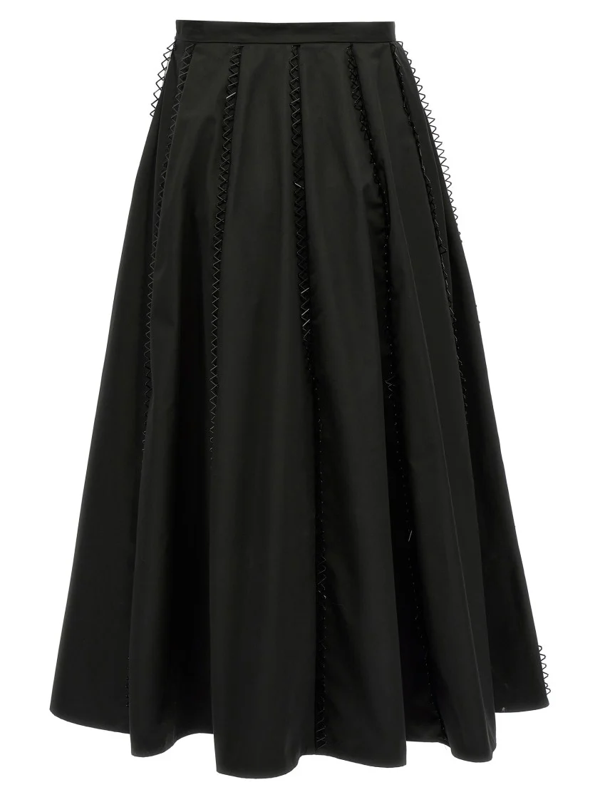 Longuette Skirt With Beaded Embroidery Detail
