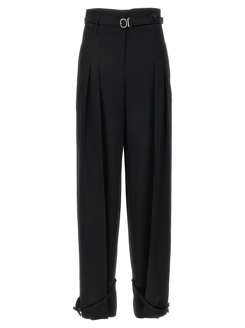 High-Waisted Tailored Trousers With Adjustable Ankle Straps