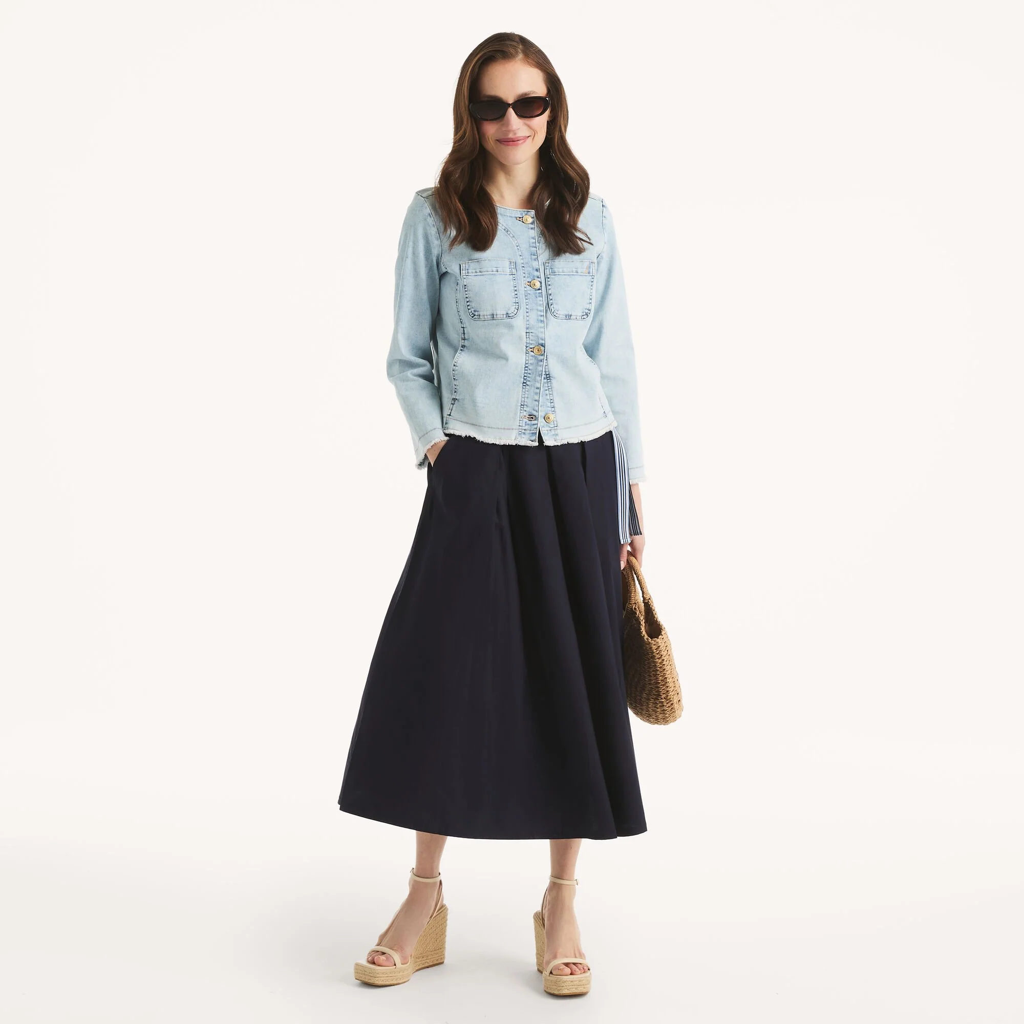 Nautica Womens Pleated Midi Skirt