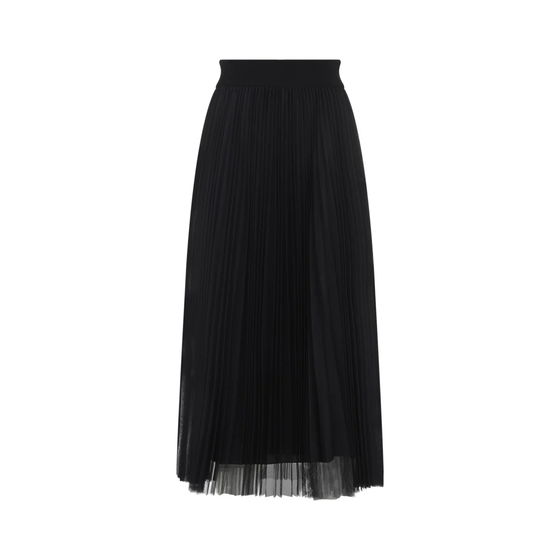 Tulle Black Polyeser Midi Skirt