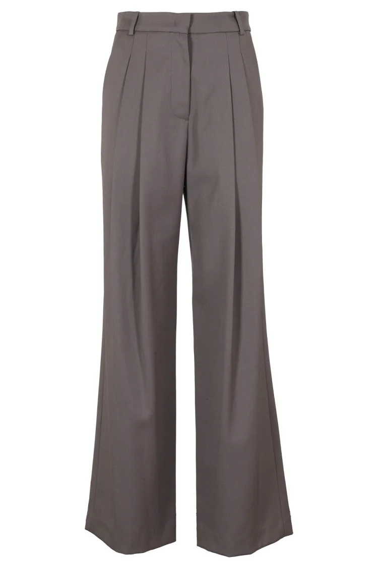 Basic Long Wide Leg Wool Pants