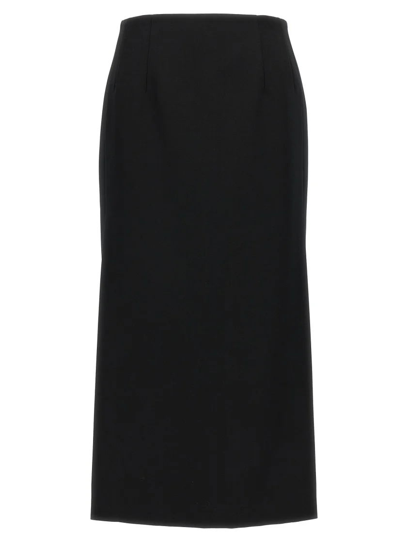 Tailored Wool Midi Skirt With Side Slits
