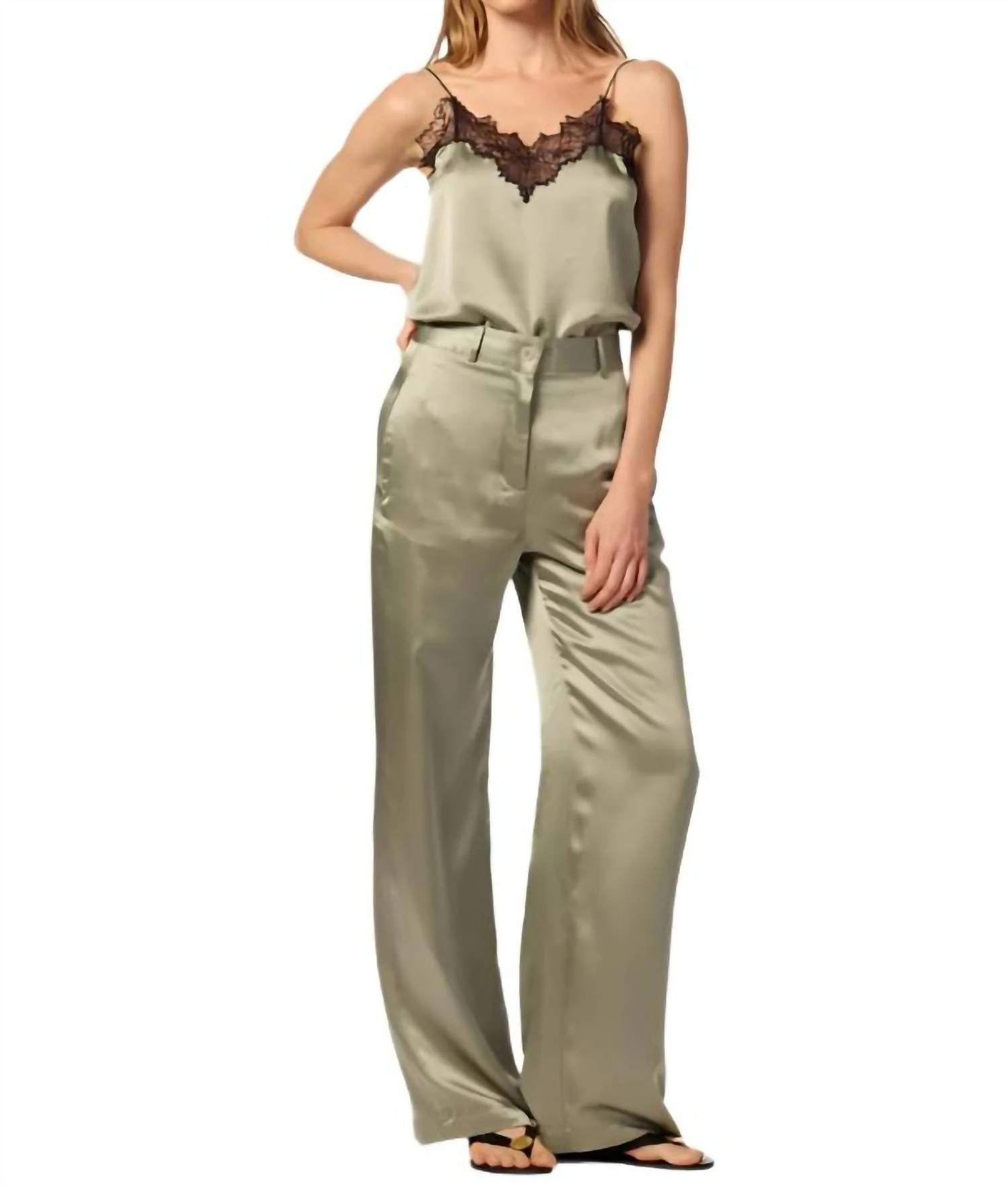 Leeland Flat Front Trouser In Eucalyptus