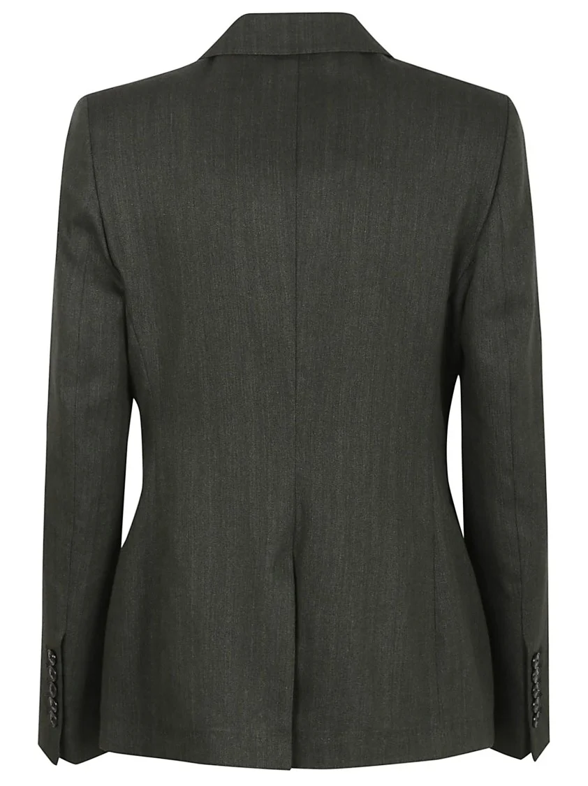 Slim Fit Linen Jacket With Wide Lapels And Flap Pockets