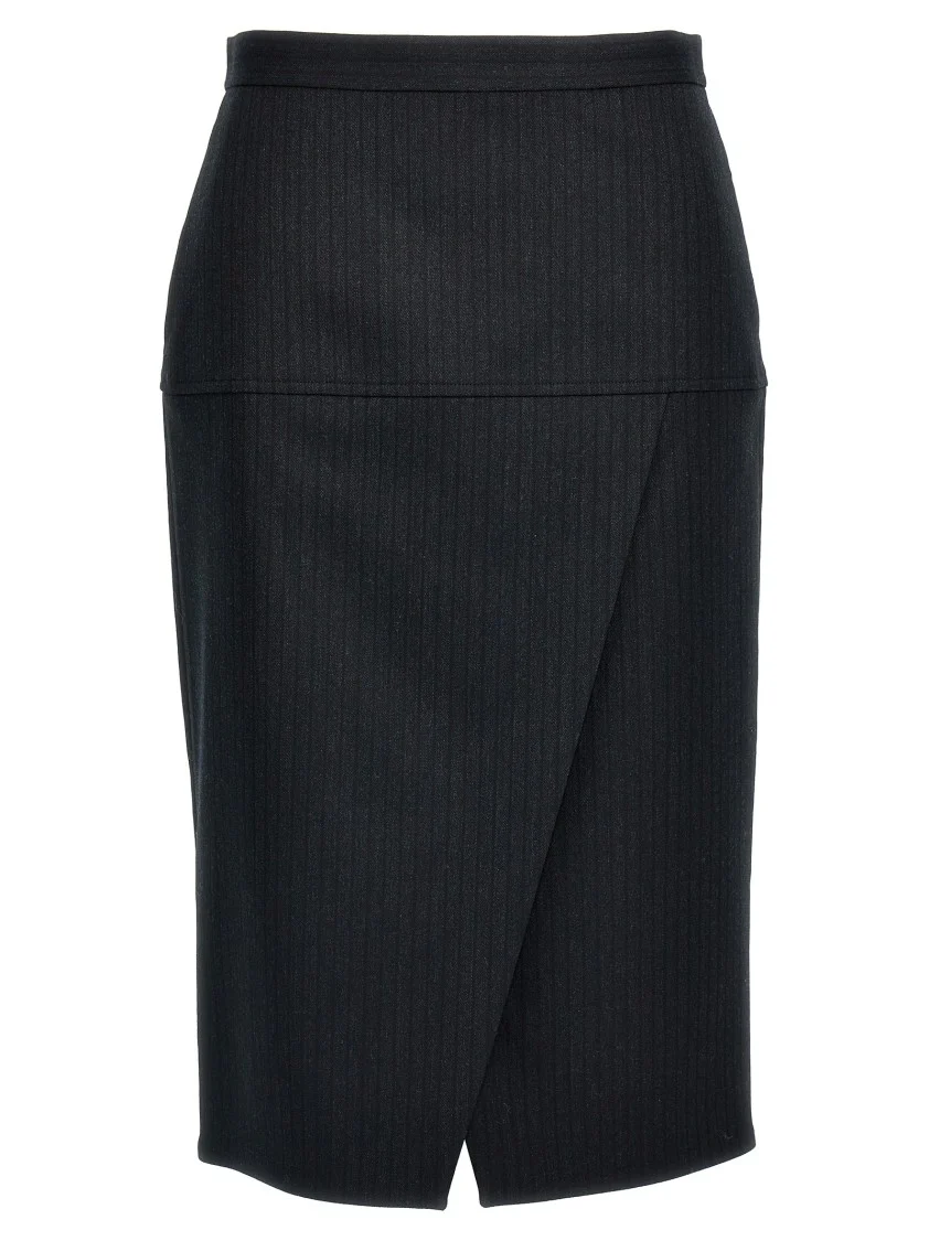 Pinstriped Wool Skirt