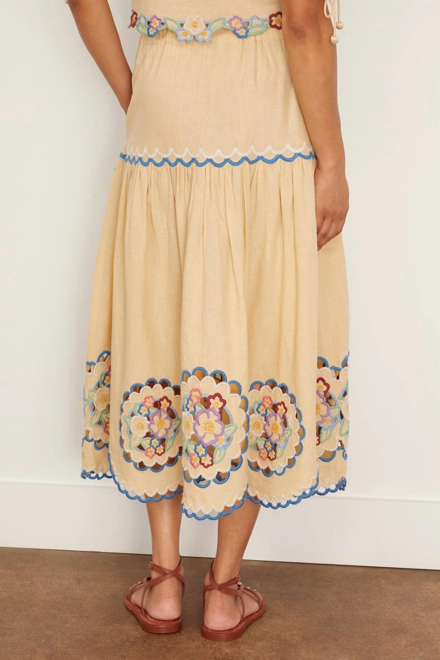 Melinda Embroidery Skirt In Ecru